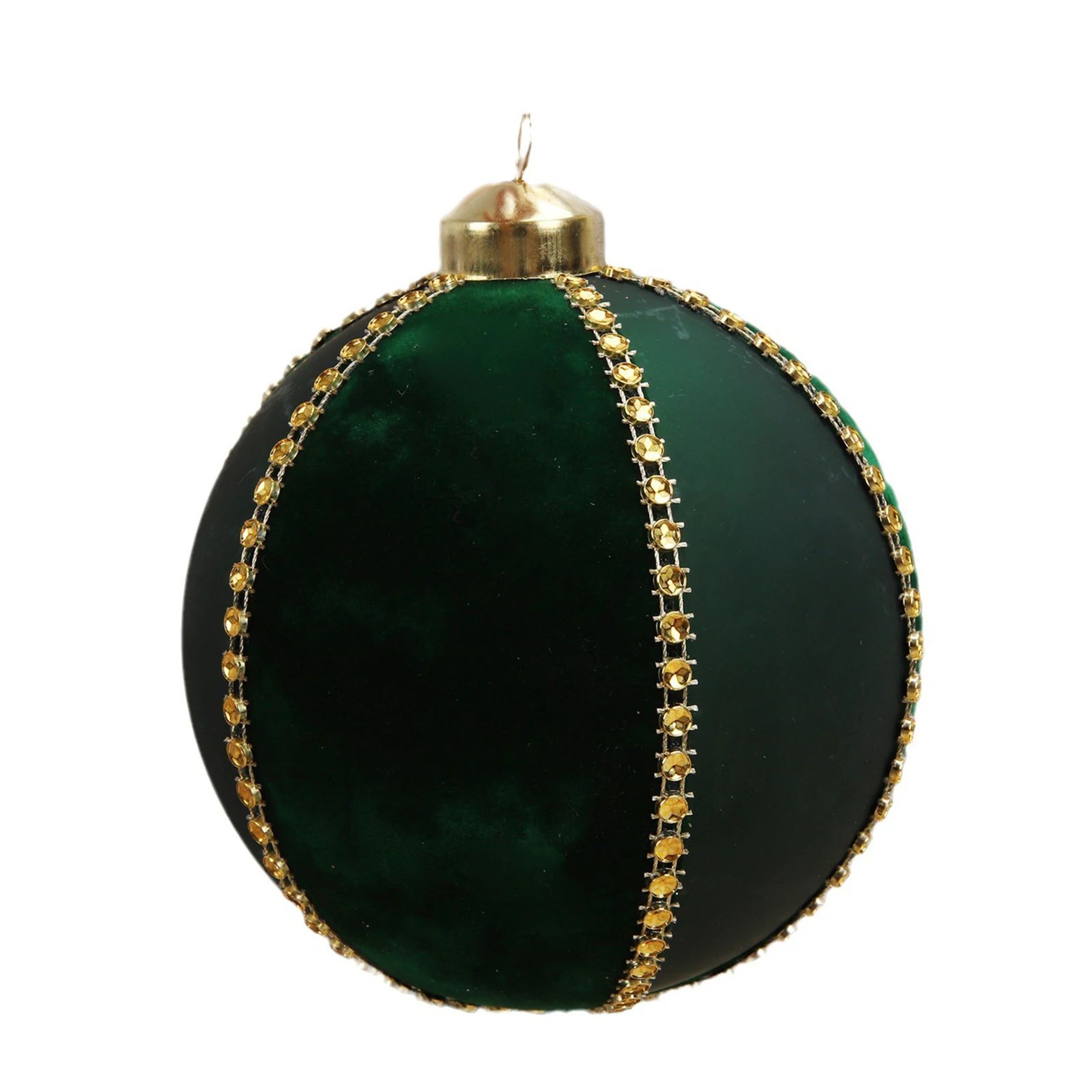 8cm Flocked Glass Christmas Ball Ornament With Rhinestone Accents 7