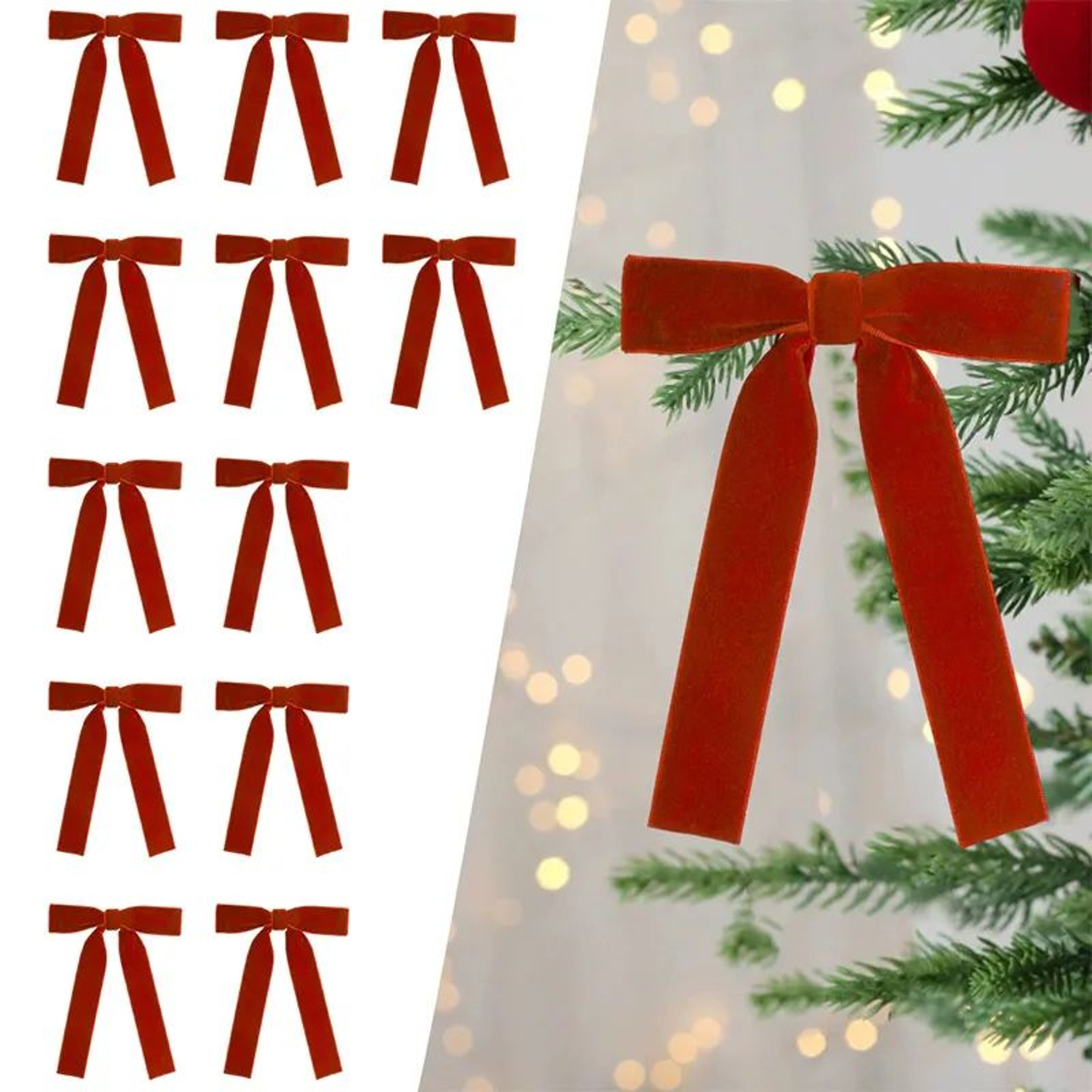12PCS Vintage Velvet Christmas Bows For Tree Decor And Gift Wrapping 0