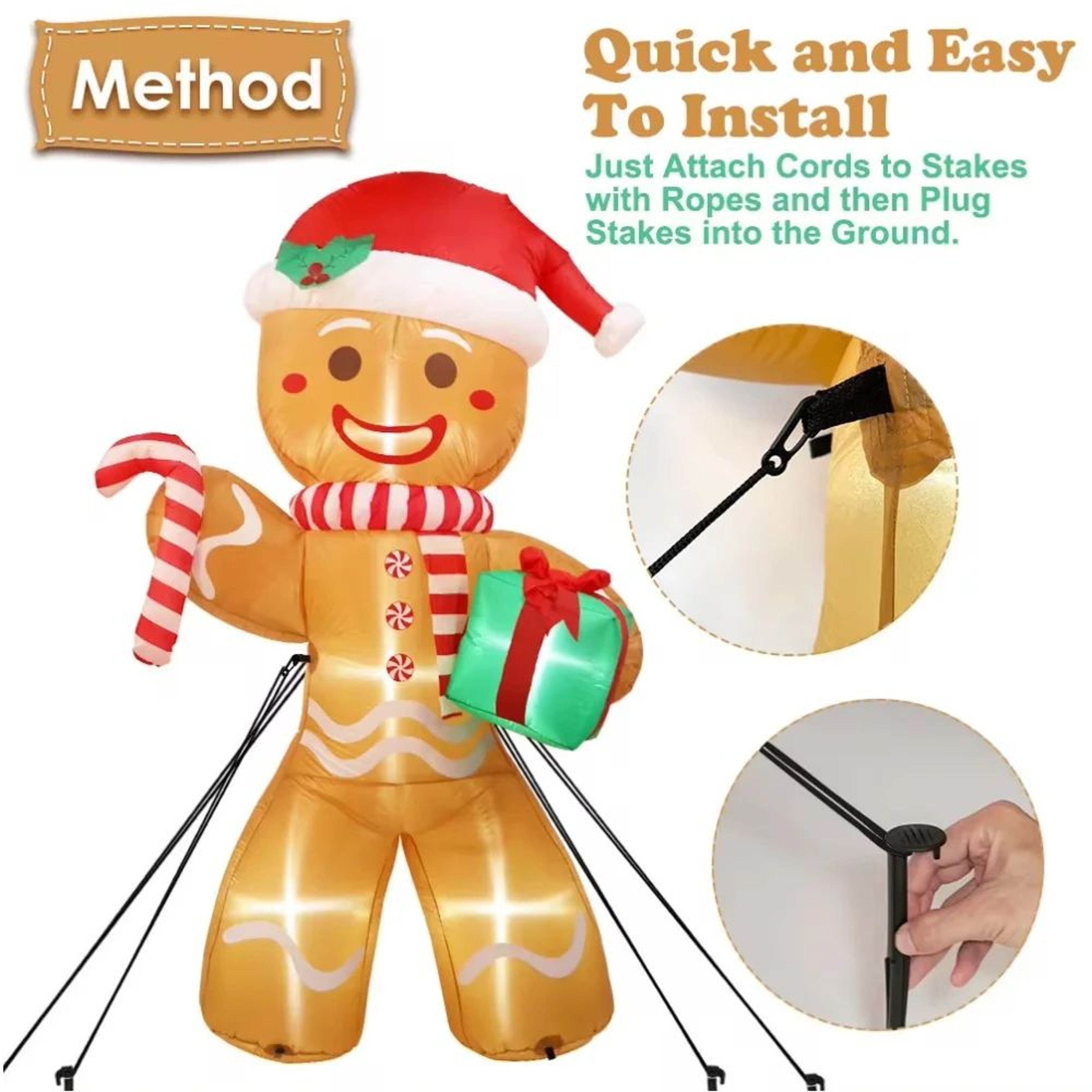 8FT LED Gingerbread Man Christmas Inflatable Yard Decoration 1