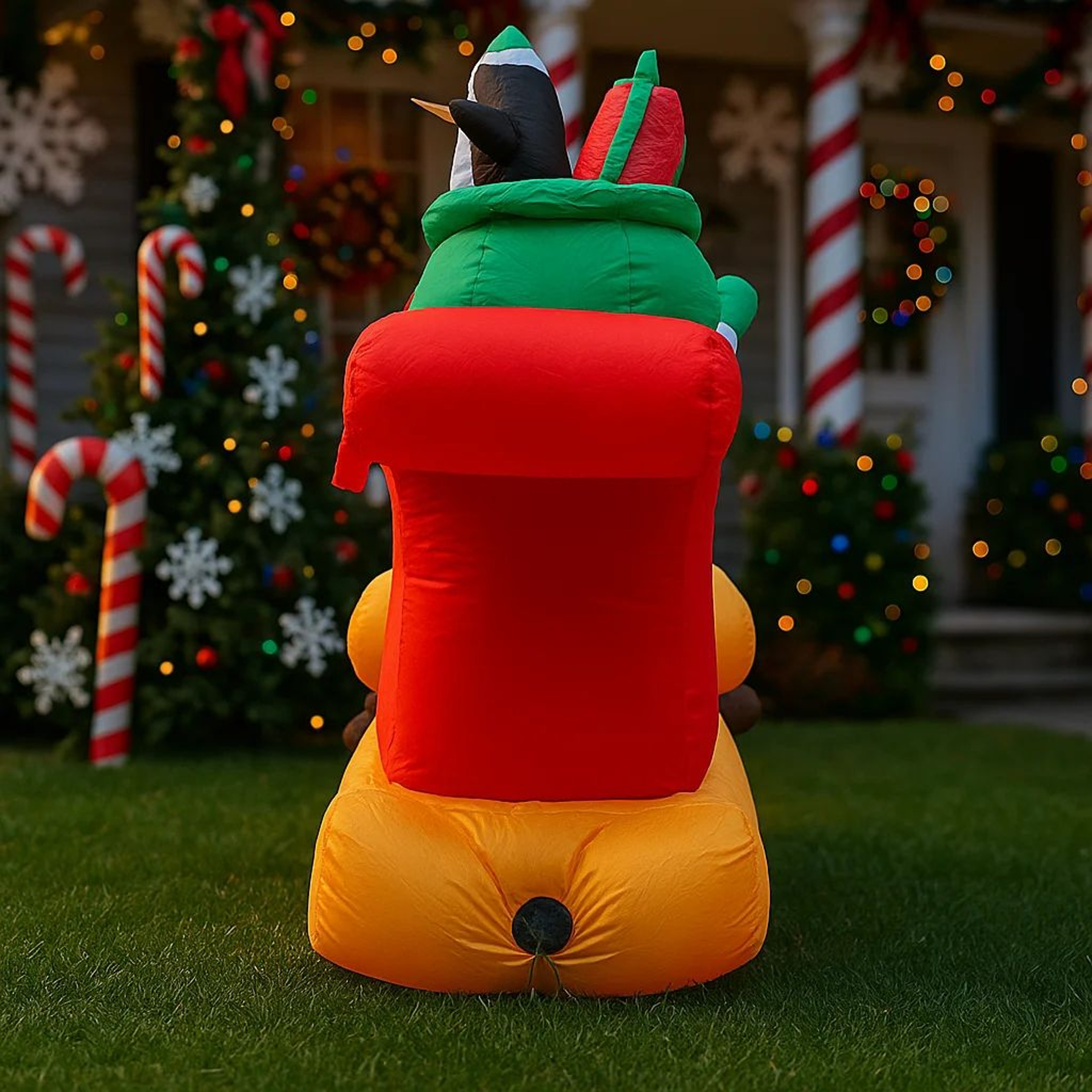 72FT Inflatable Santa Sleigh Reindeer Christmas Yard Decoration With LED Lights 2