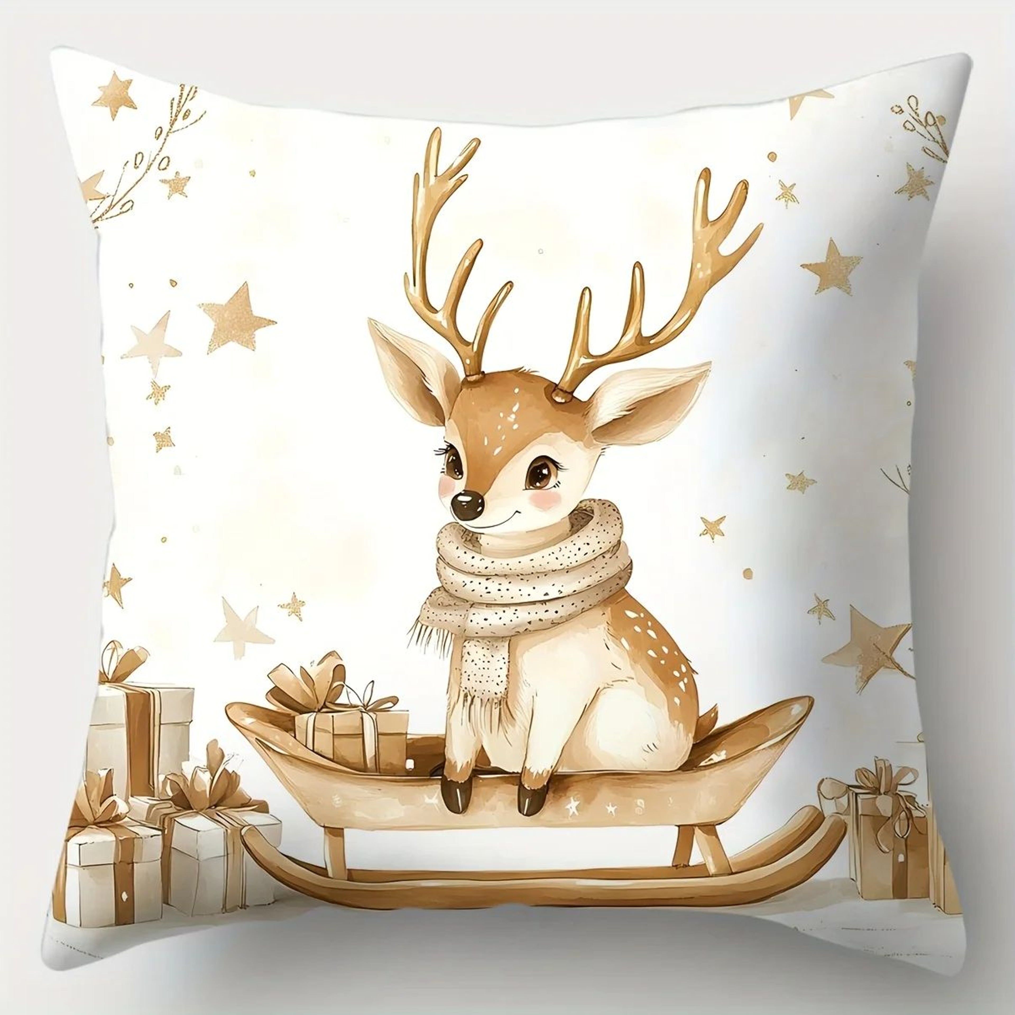 4PCS Golden Christmas Pillow Covers 177 Inch Holiday Throw Cushion Covers 1