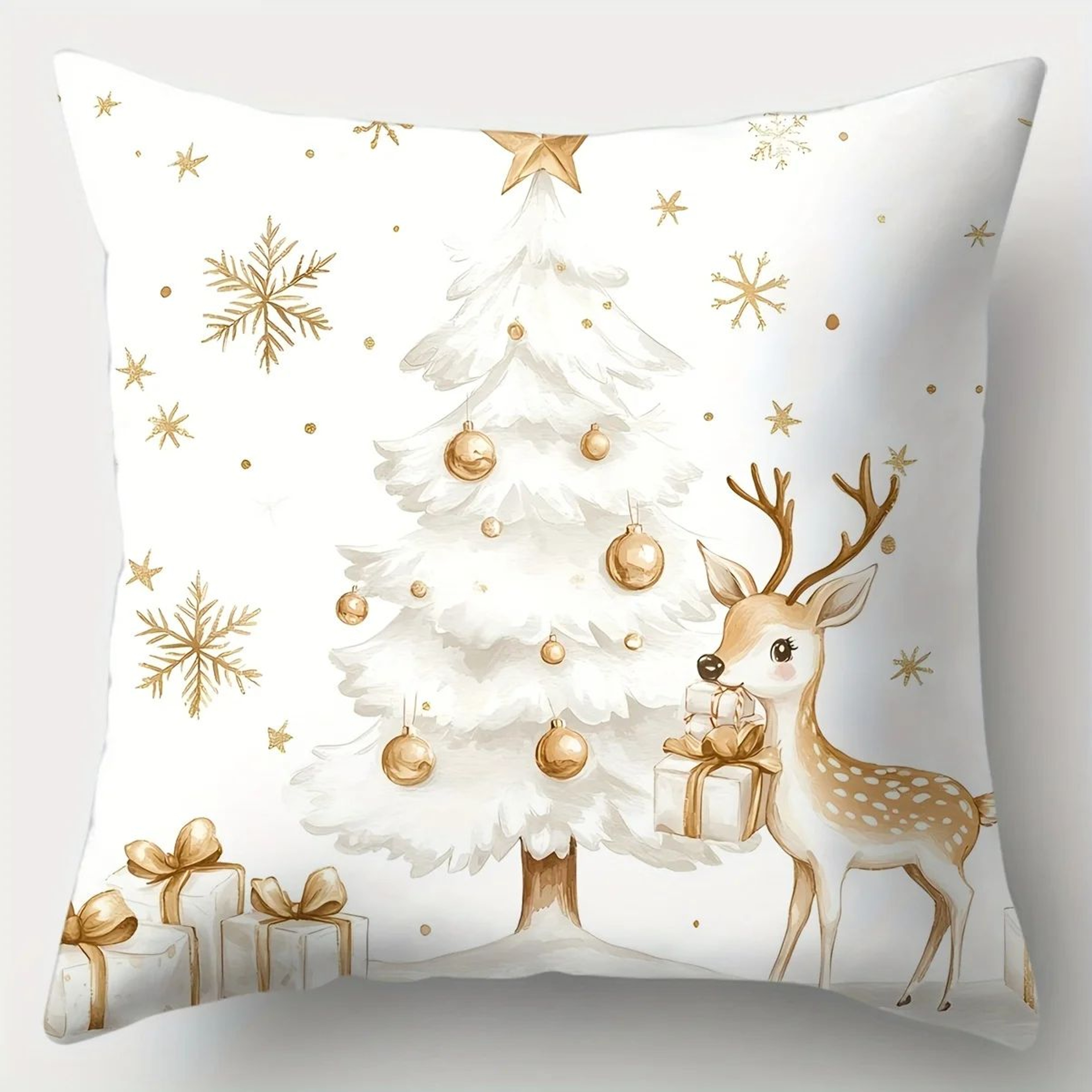 4PCS Golden Christmas Pillow Covers 177 Inch Holiday Throw Cushion Covers 4