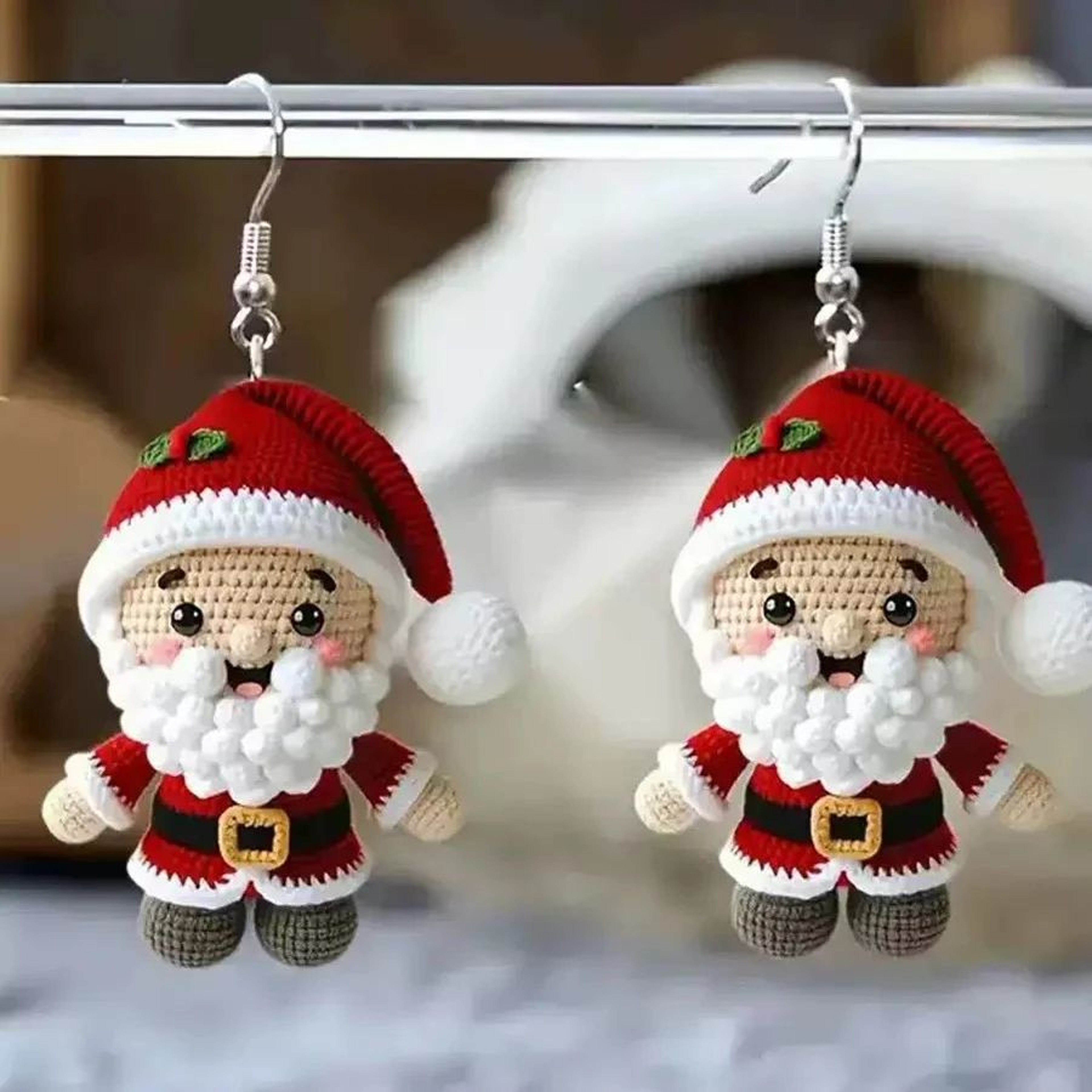 Santa Claus Acrylic Christmas Dangle Earrings Double Sided Holiday Jewelry For Women 4