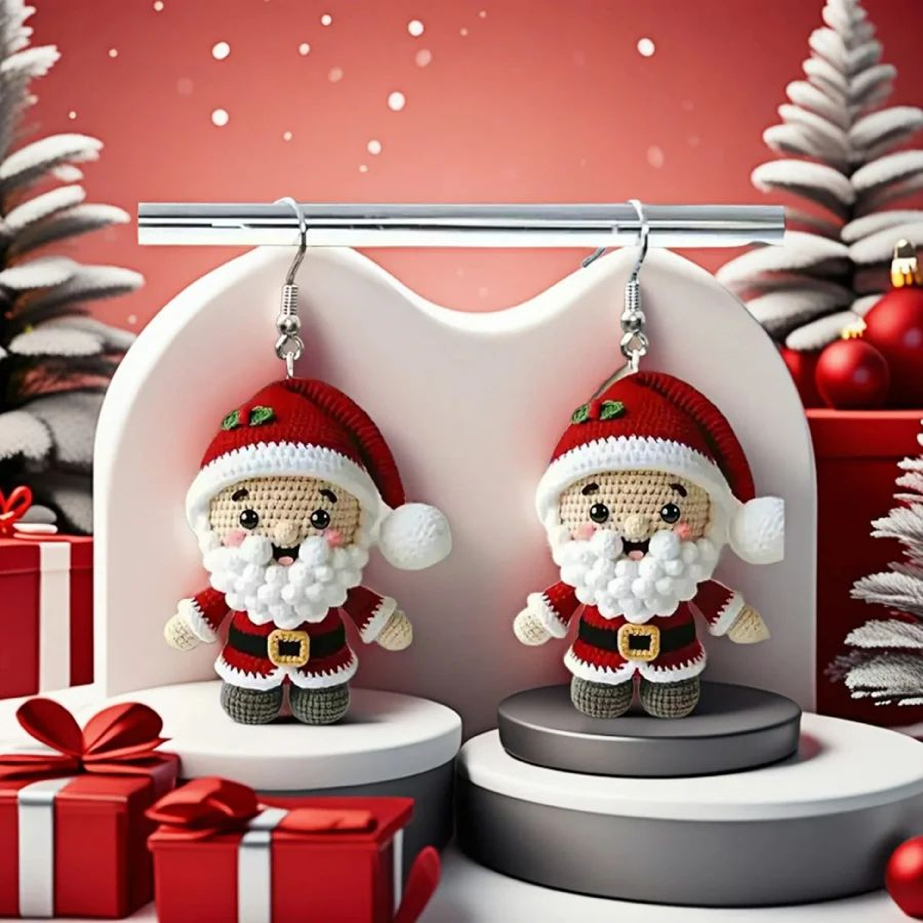 Santa Claus Acrylic Christmas Dangle Earrings Double Sided Holiday Jewelry For Women 1