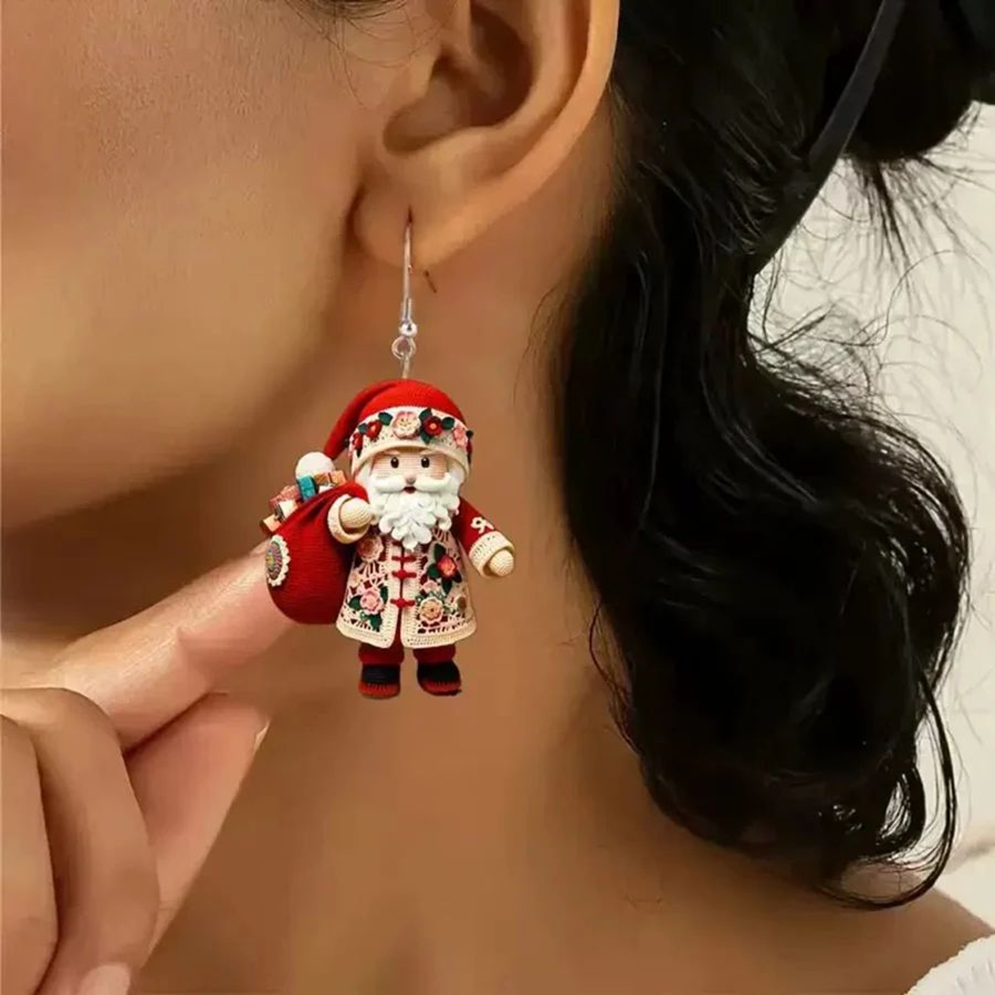 Santa Claus Acrylic Christmas Dangle Earrings Double Sided Holiday Jewelry For Women 5