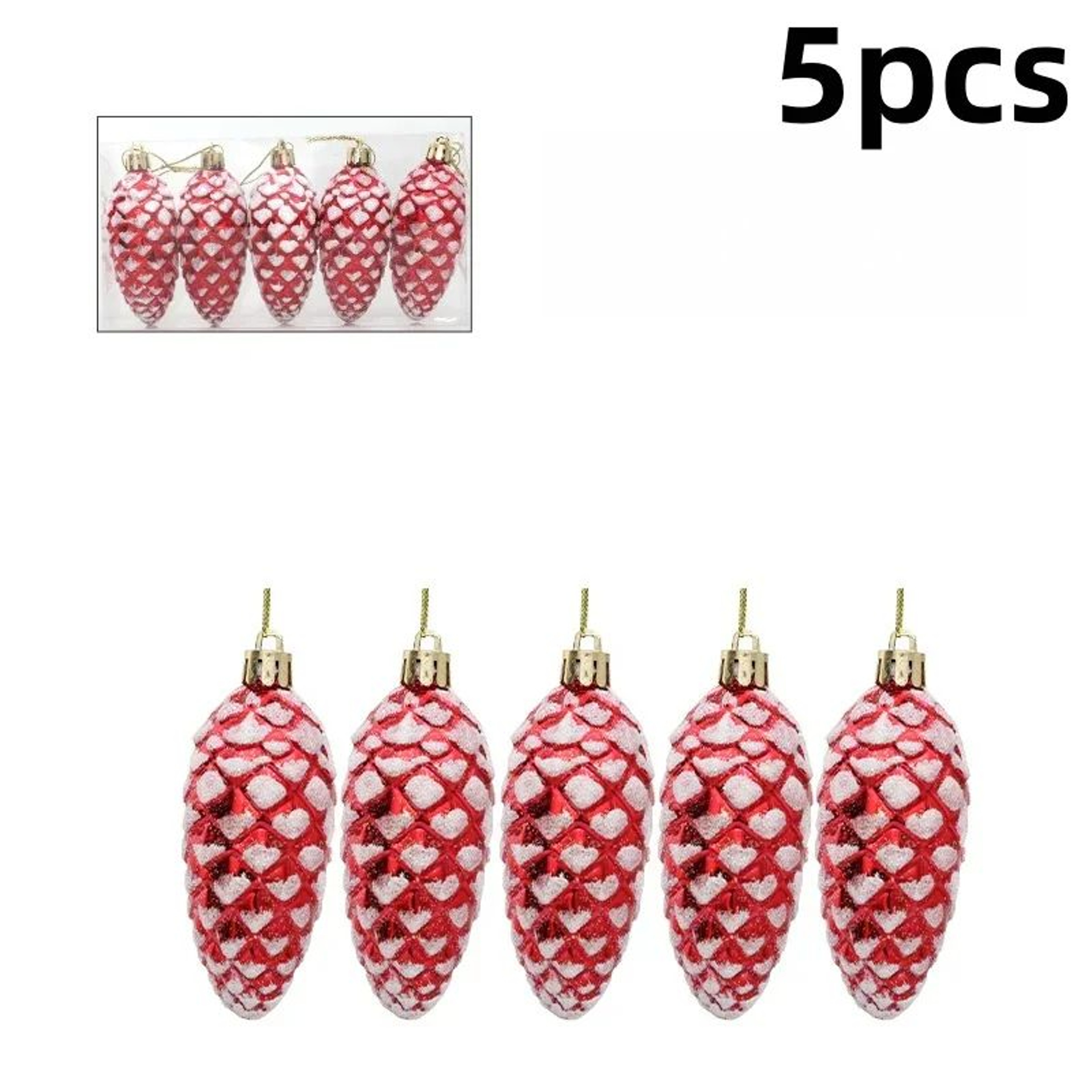 5PCS Painted Pine Cone Christmas Tree Ornaments  Festive Hanging Holiday Decor 8