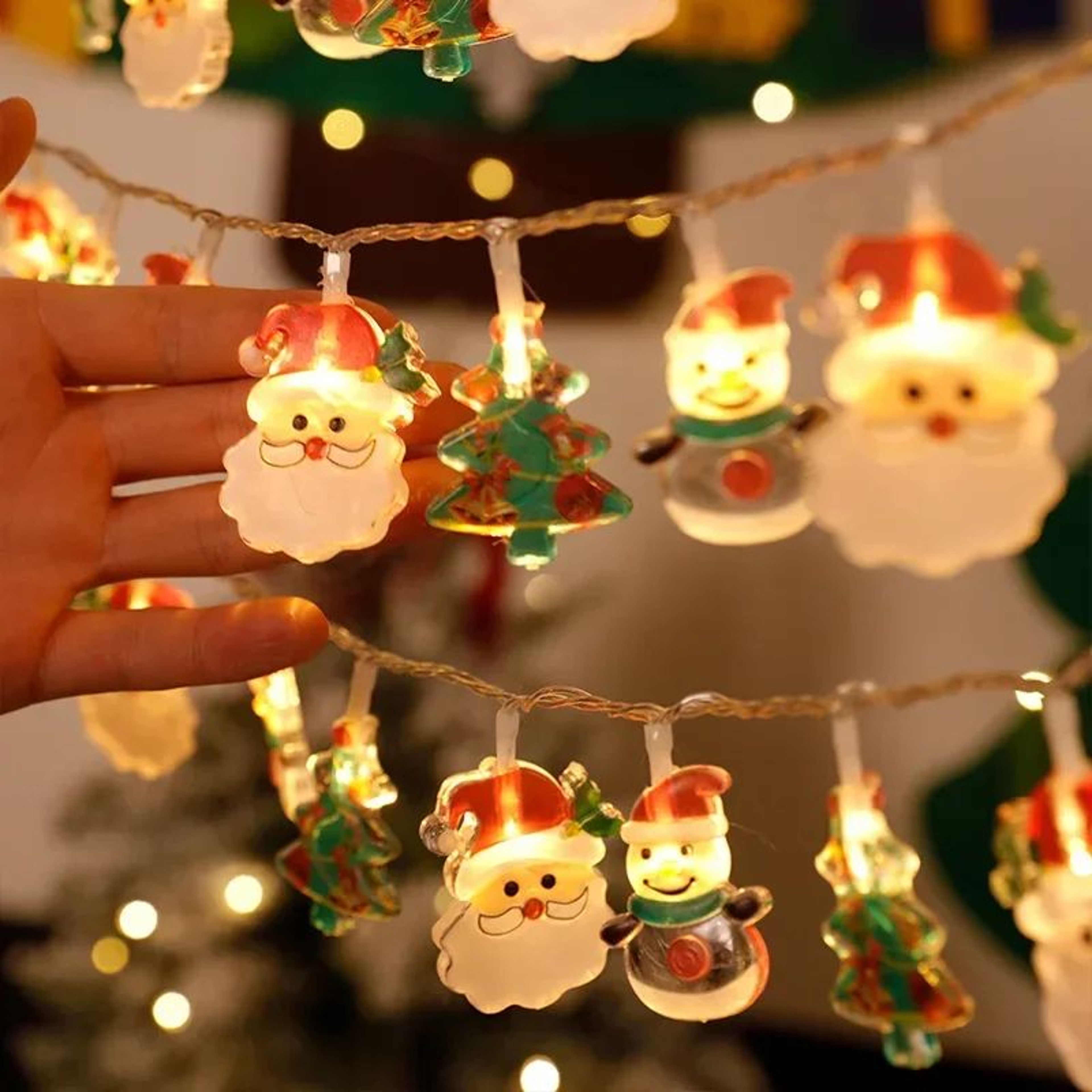 Santa Claus Snowman LED Christmas String Lights  Battery Operated Holiday Garland 3