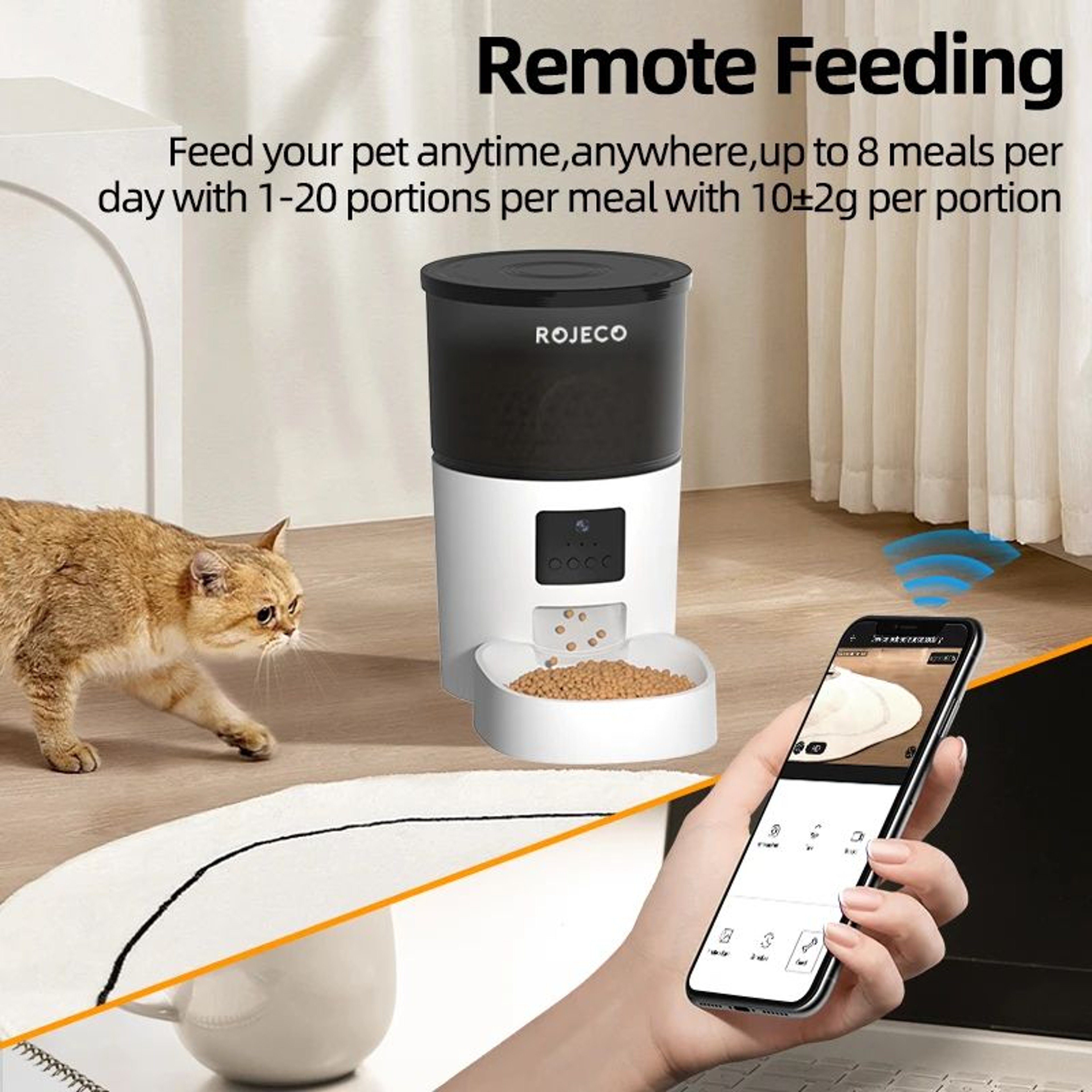 ROJECO 3L Smart Automatic Cat Feeder With Camera And WiFi App Control 1