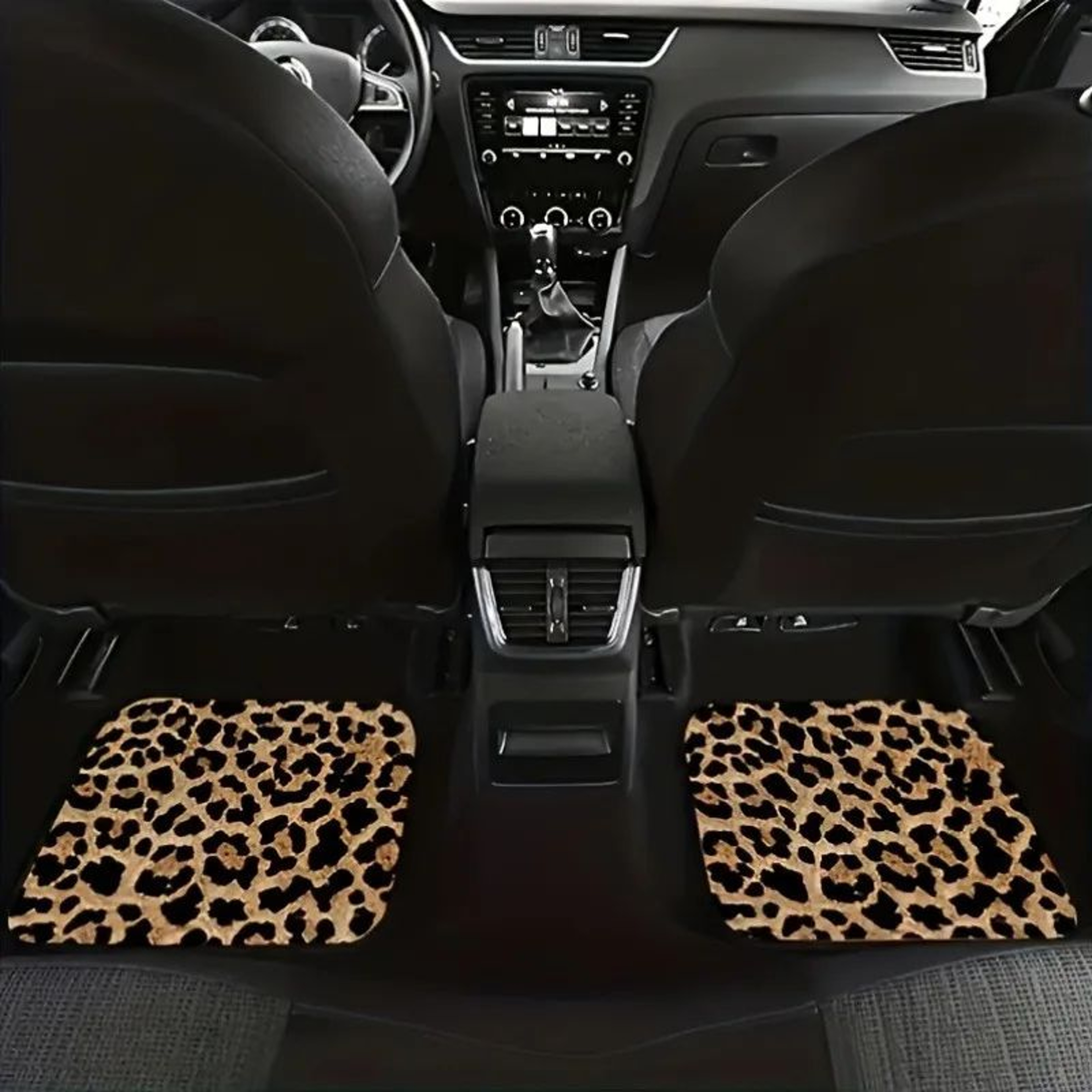 Leopard Print Car Floor Mats 4PCS Universal NonSlip Washable Car Mat Set 3