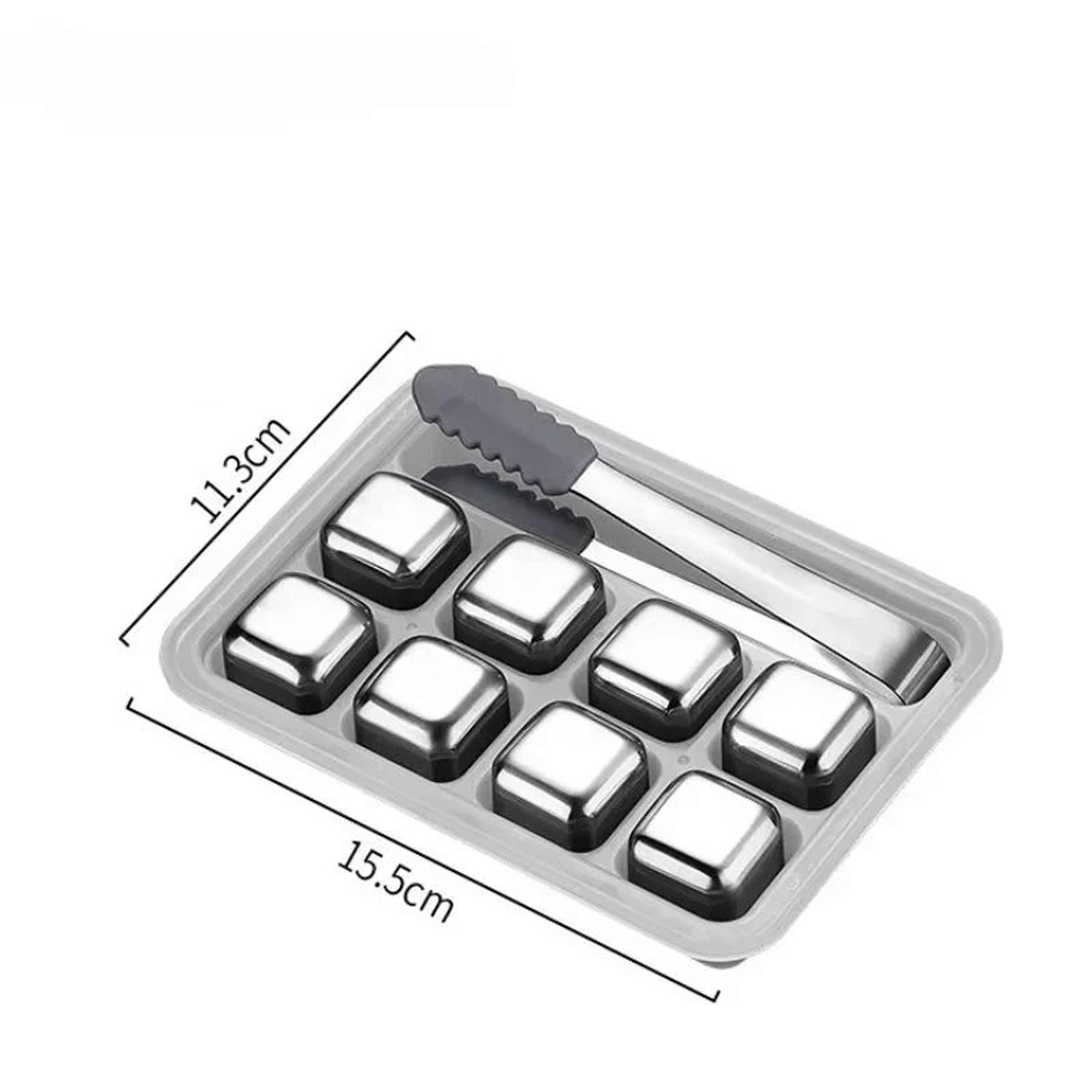 6Piece Stainless Steel Whiskey Stones Set With Tongs And Freezer Tray 2