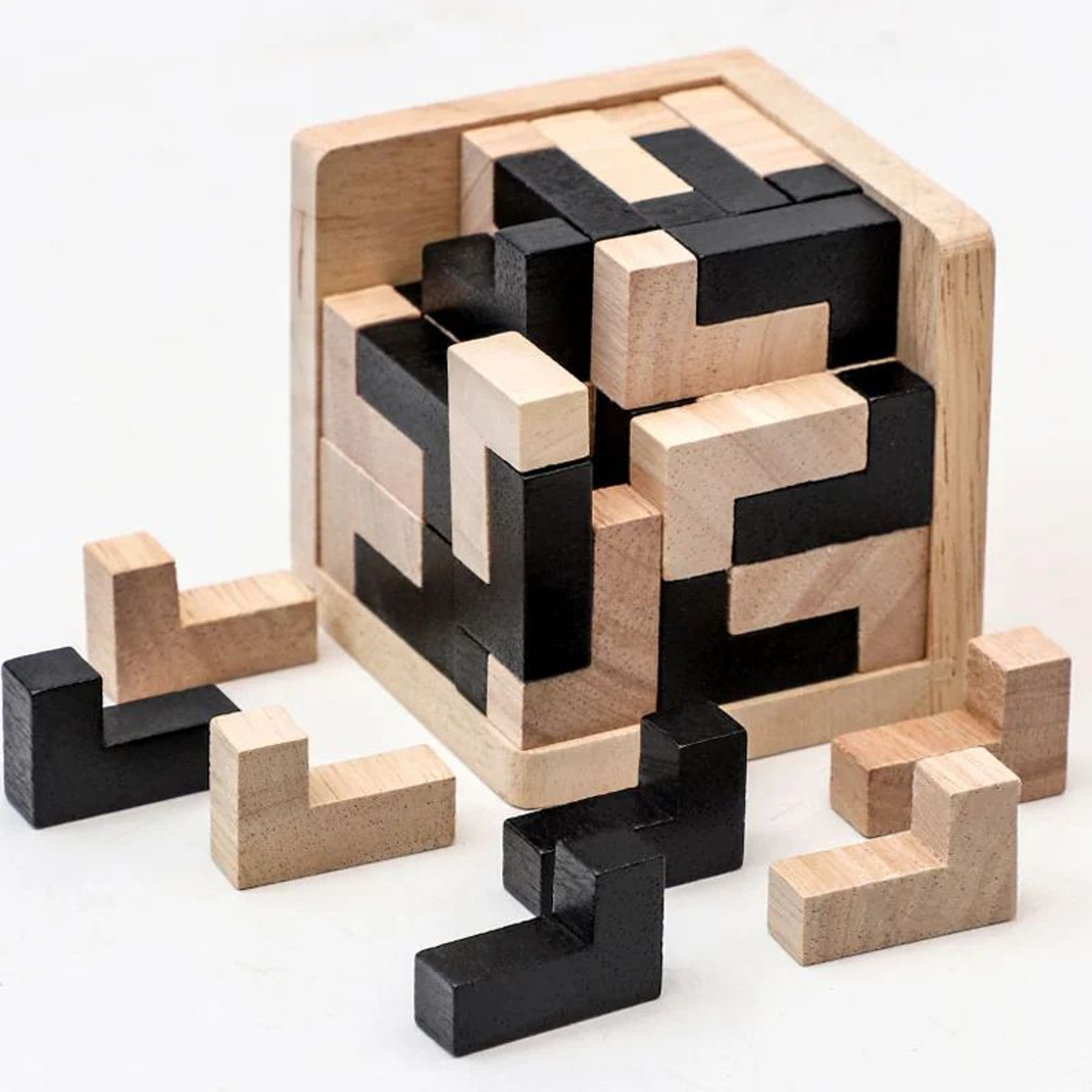 54Piece Wooden 3D Cube Puzzle Brain Teaser And Educational Logic Game 2