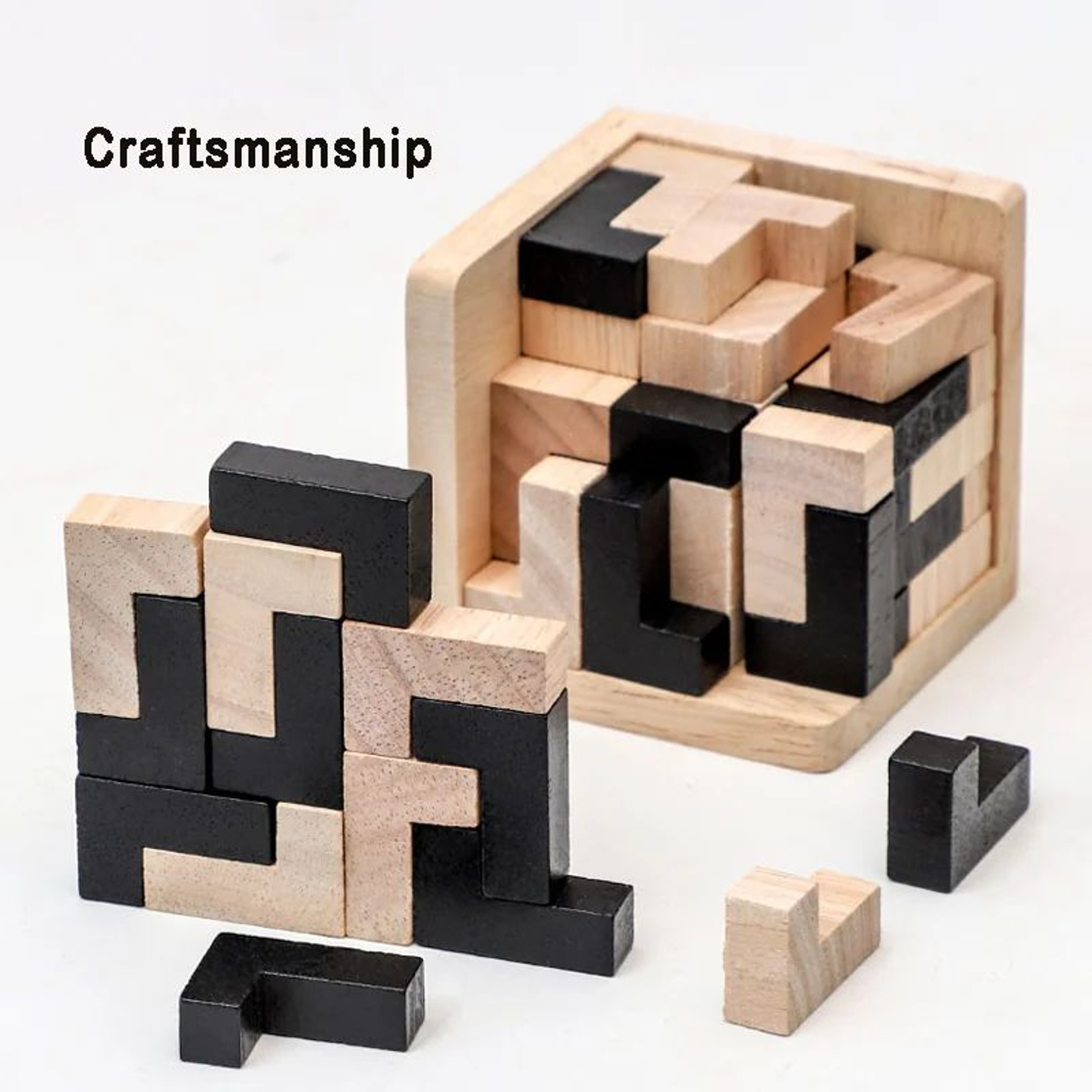 54Piece Wooden 3D Cube Puzzle Brain Teaser And Educational Logic Game 5