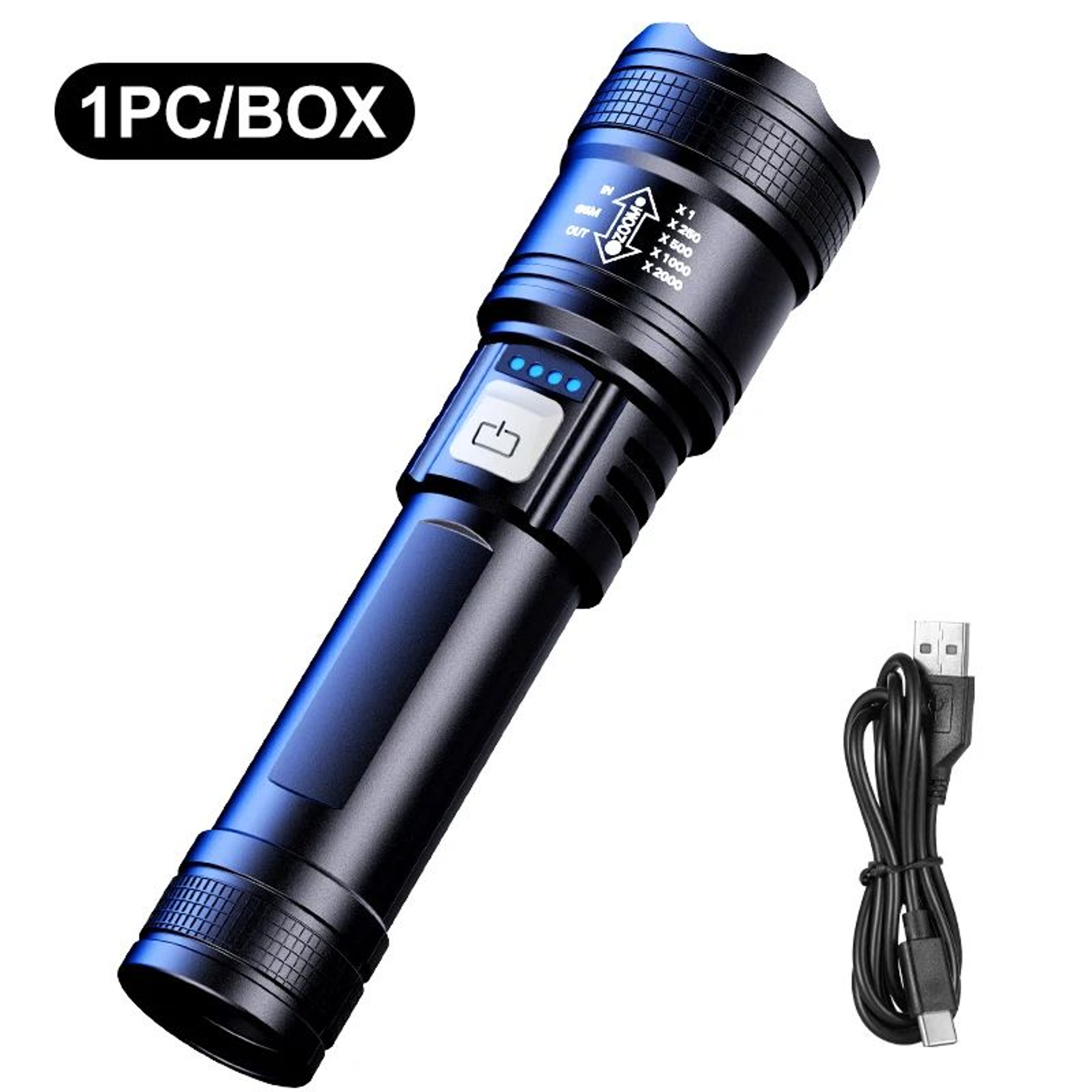 Telescopic Zoom Rechargeable LED Flashlight With 4 Lighting Modes 6