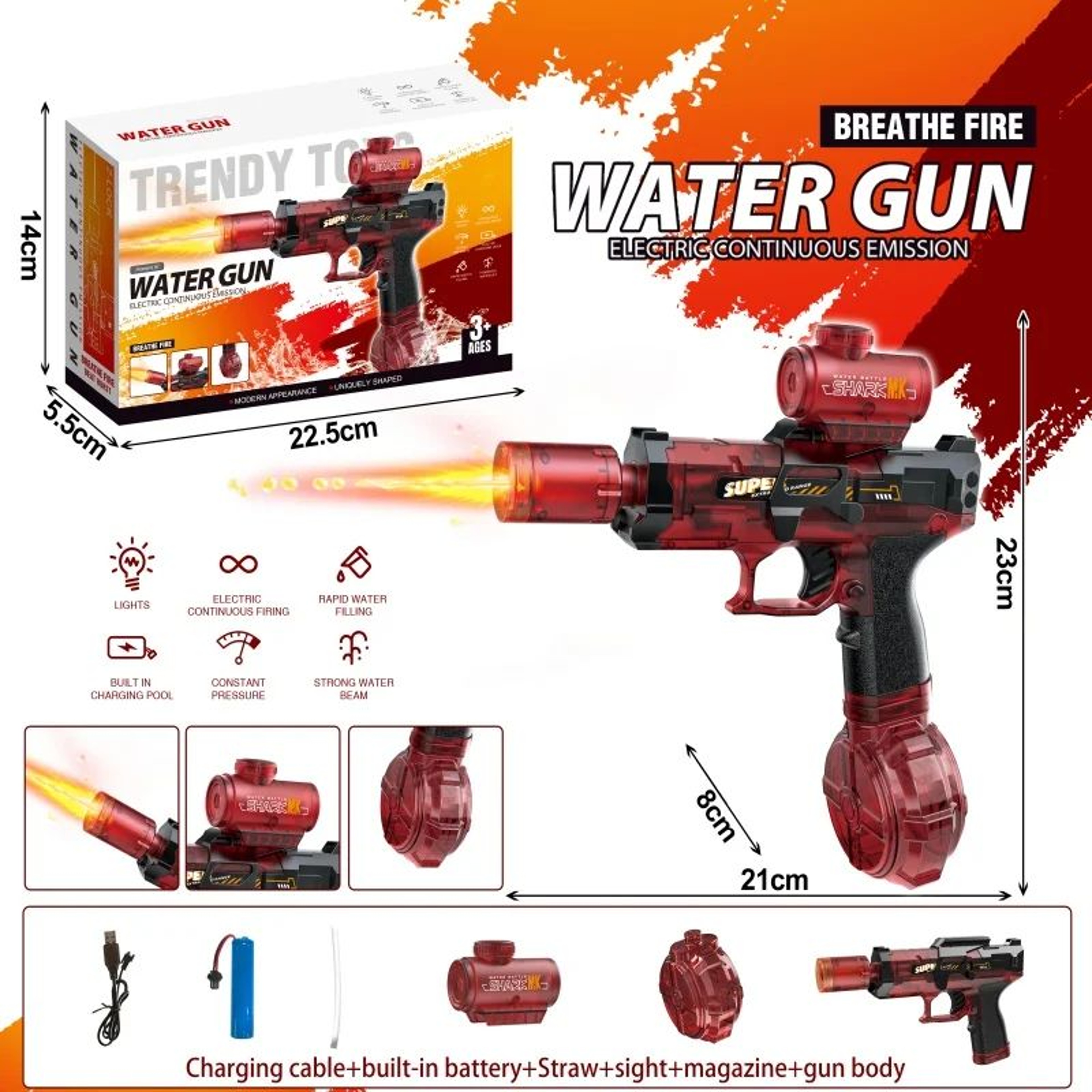 LED Automatic Electric Water Blaster With Sensor Lights For Kids 11