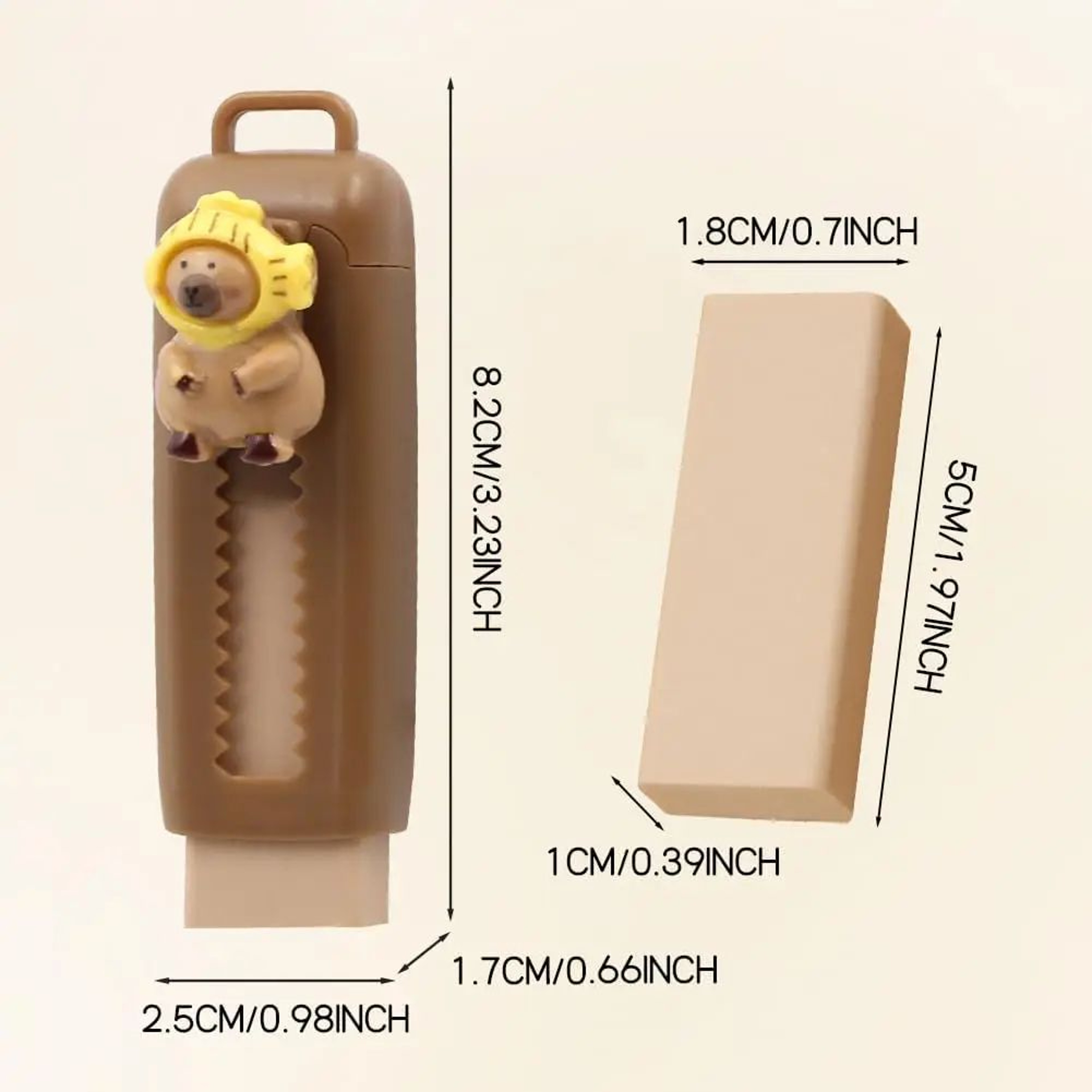 Cute Capybara Retractable 4B Eraser Set For School Drawing And Exams 1