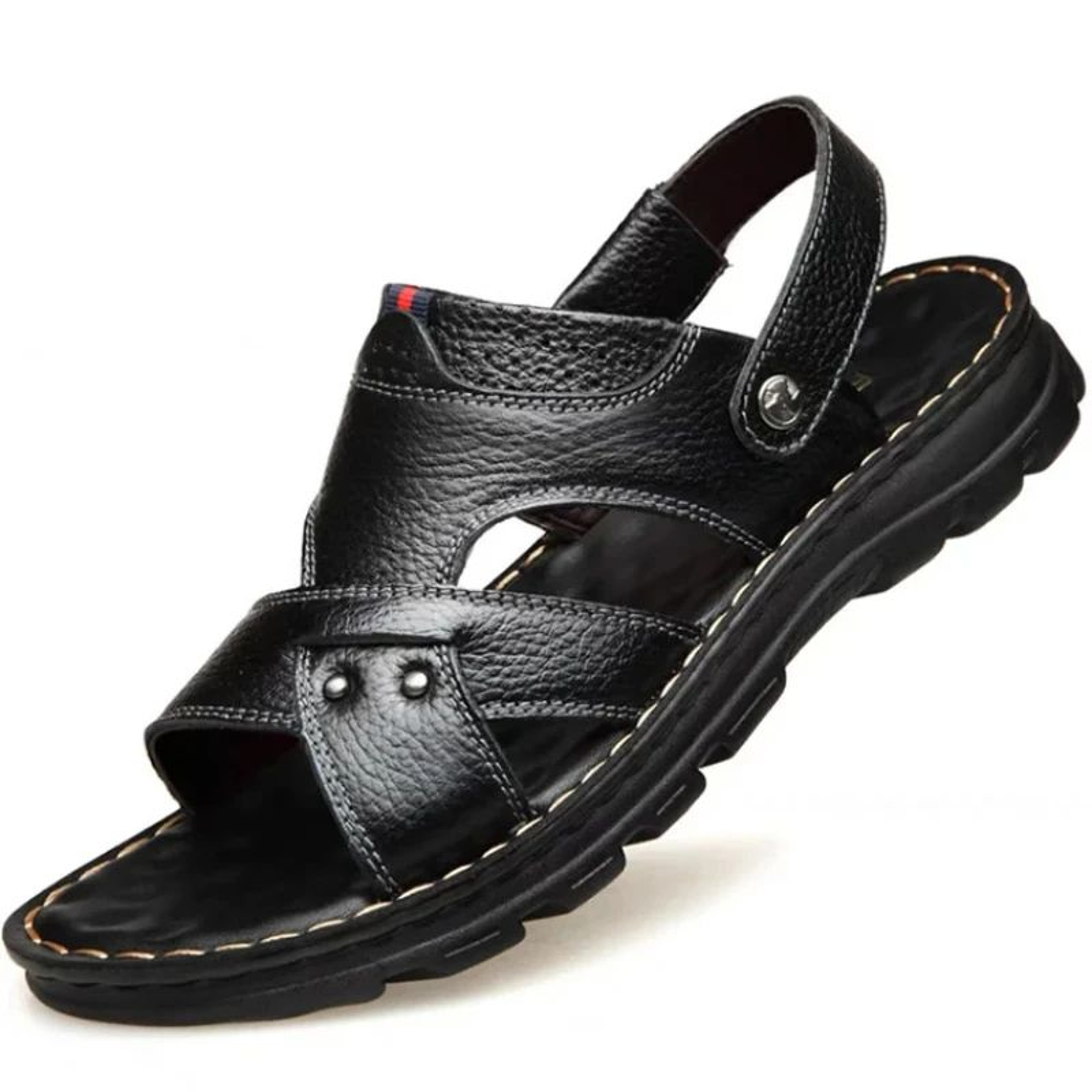 Mens Genuine Leather Sandals NonSlip Thick Sole Outdoor Beach Shoes 6