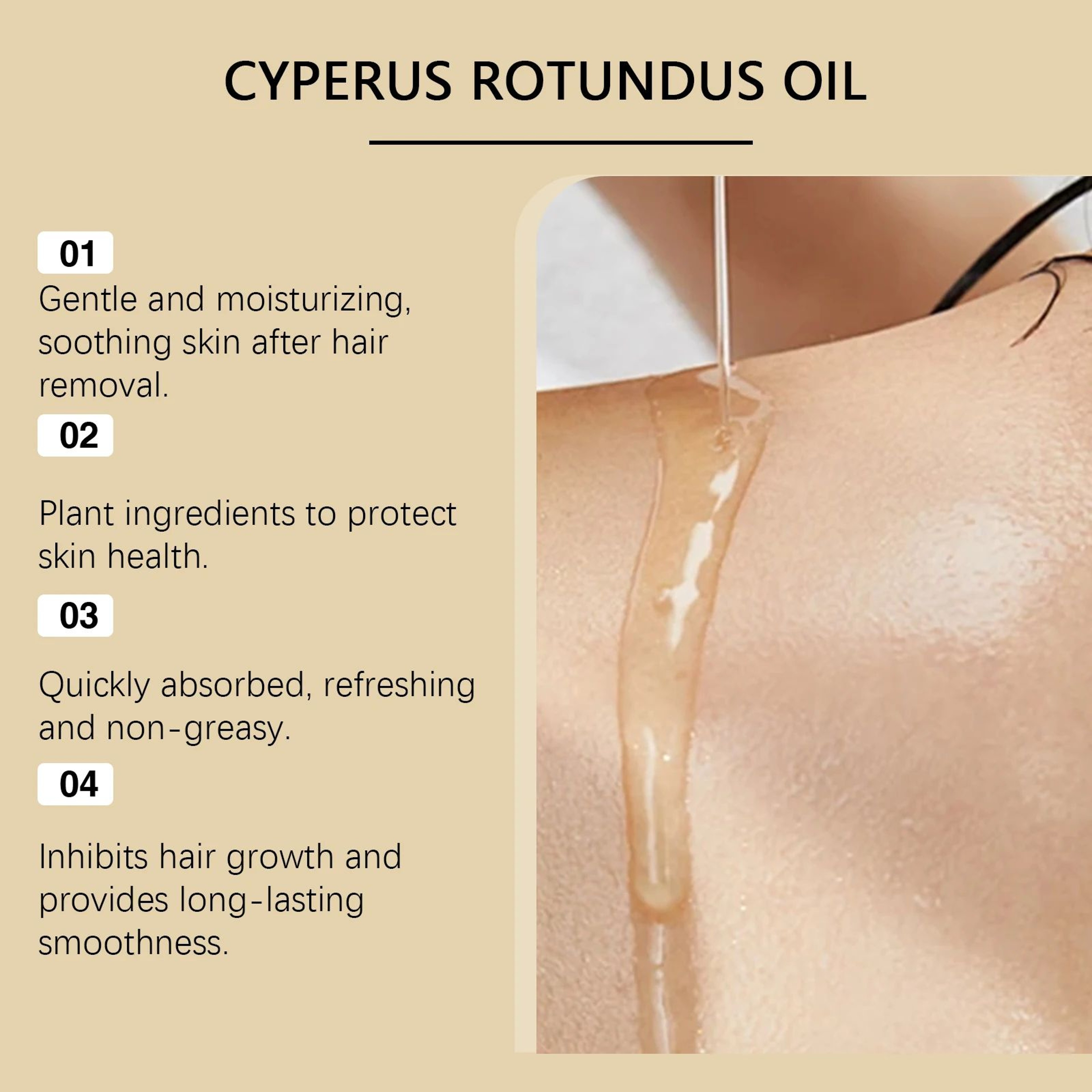 Cyperus Rotundus Hair Reduction Oil For Smooth Post Hair Removal Skin 3