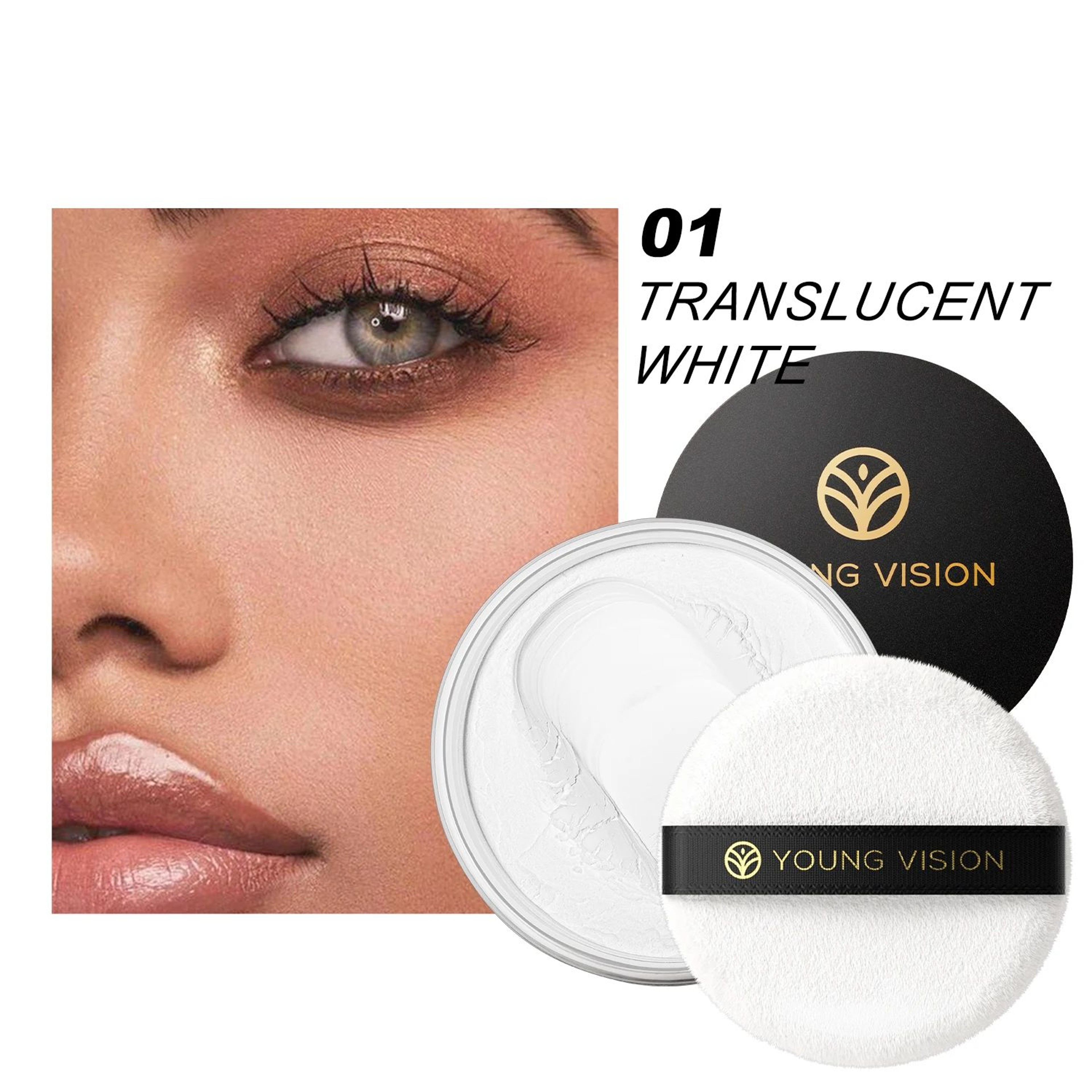 2Color Waterproof Oil Control Loose Setting Powder With Puff 6