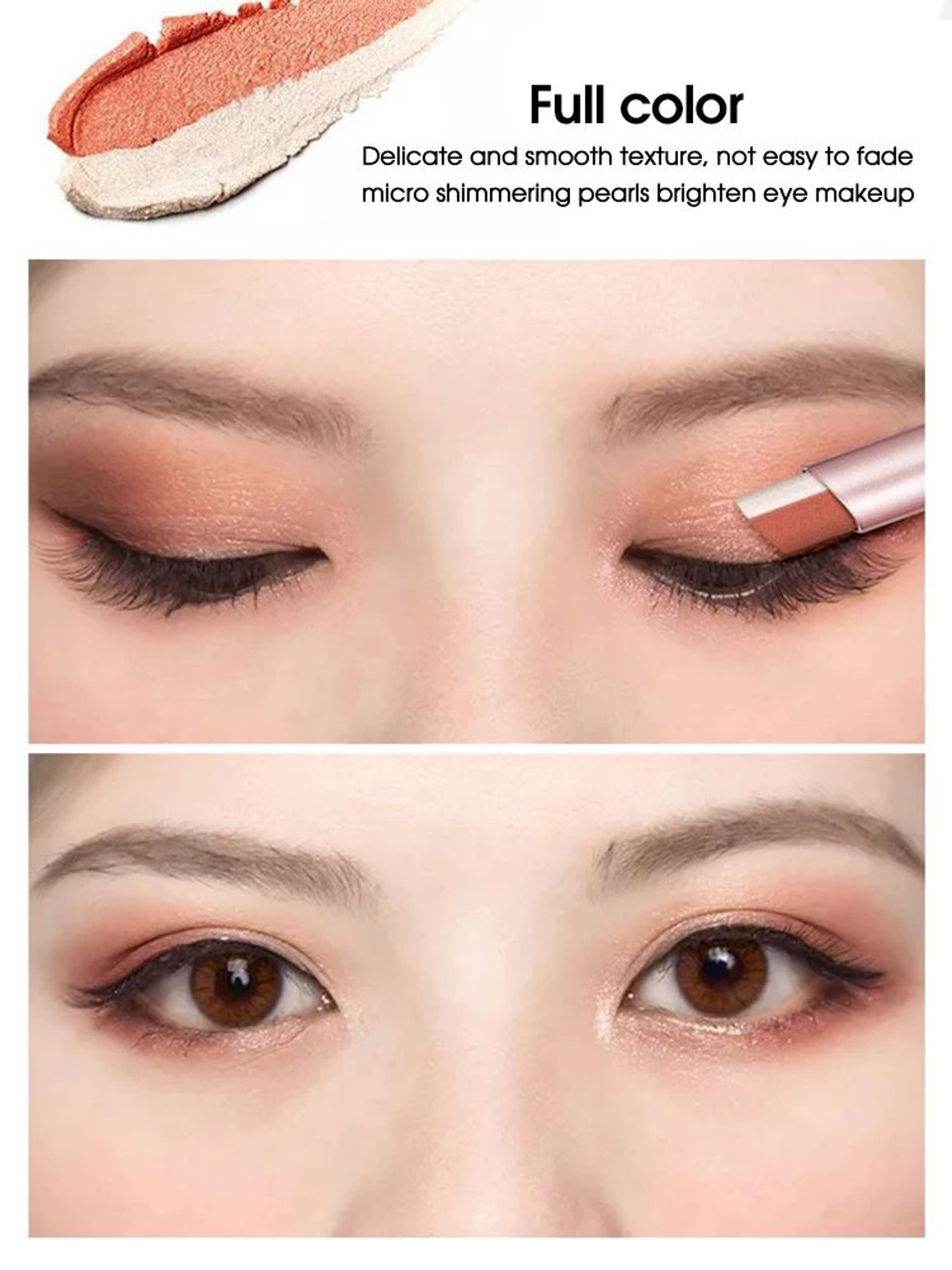 Gradient DualColor Eyeshadow Stick Waterproof Pearlescent Shimmer Eye Makeup 1