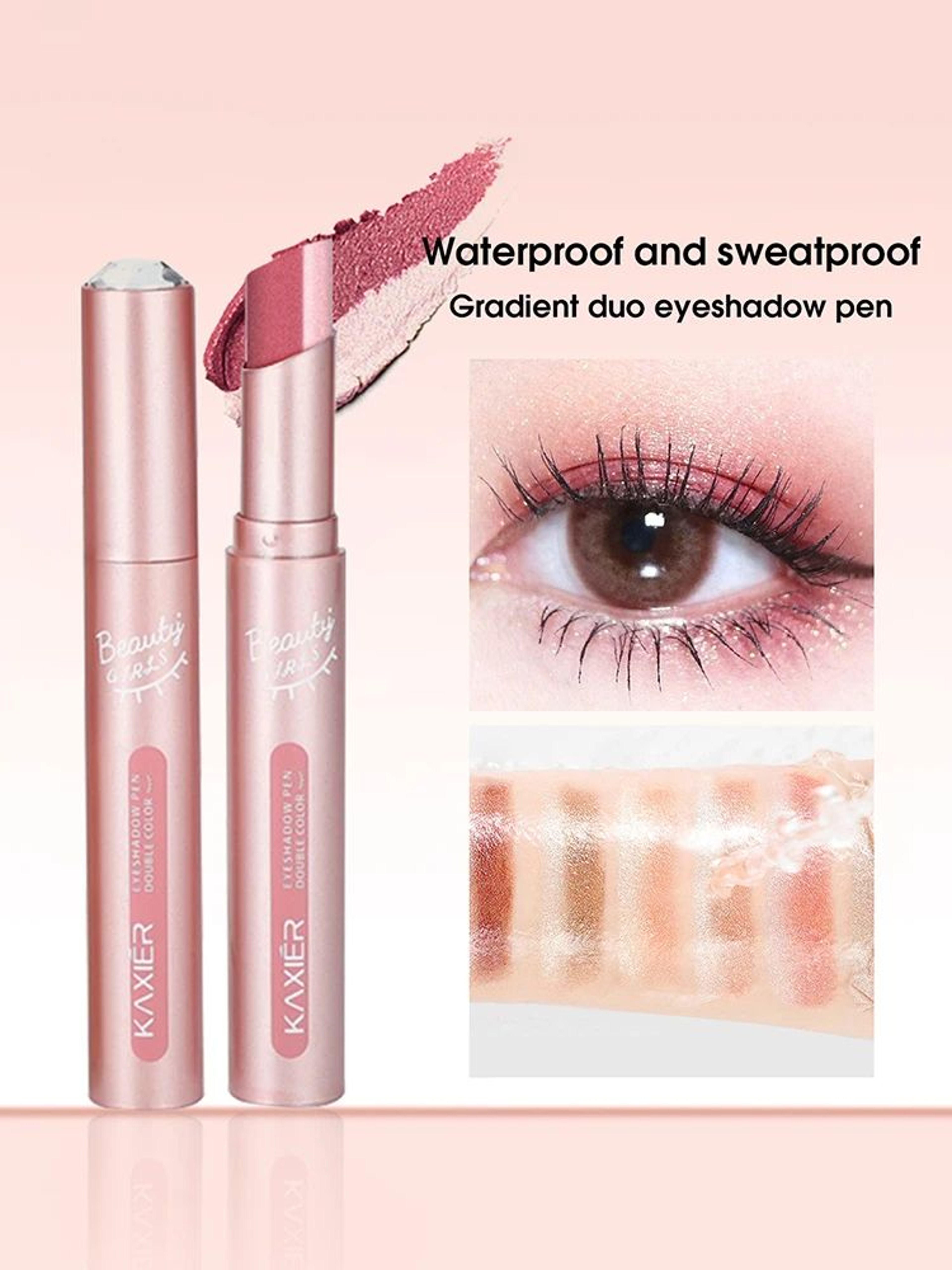 Gradient DualColor Eyeshadow Stick Waterproof Pearlescent Shimmer Eye Makeup 7