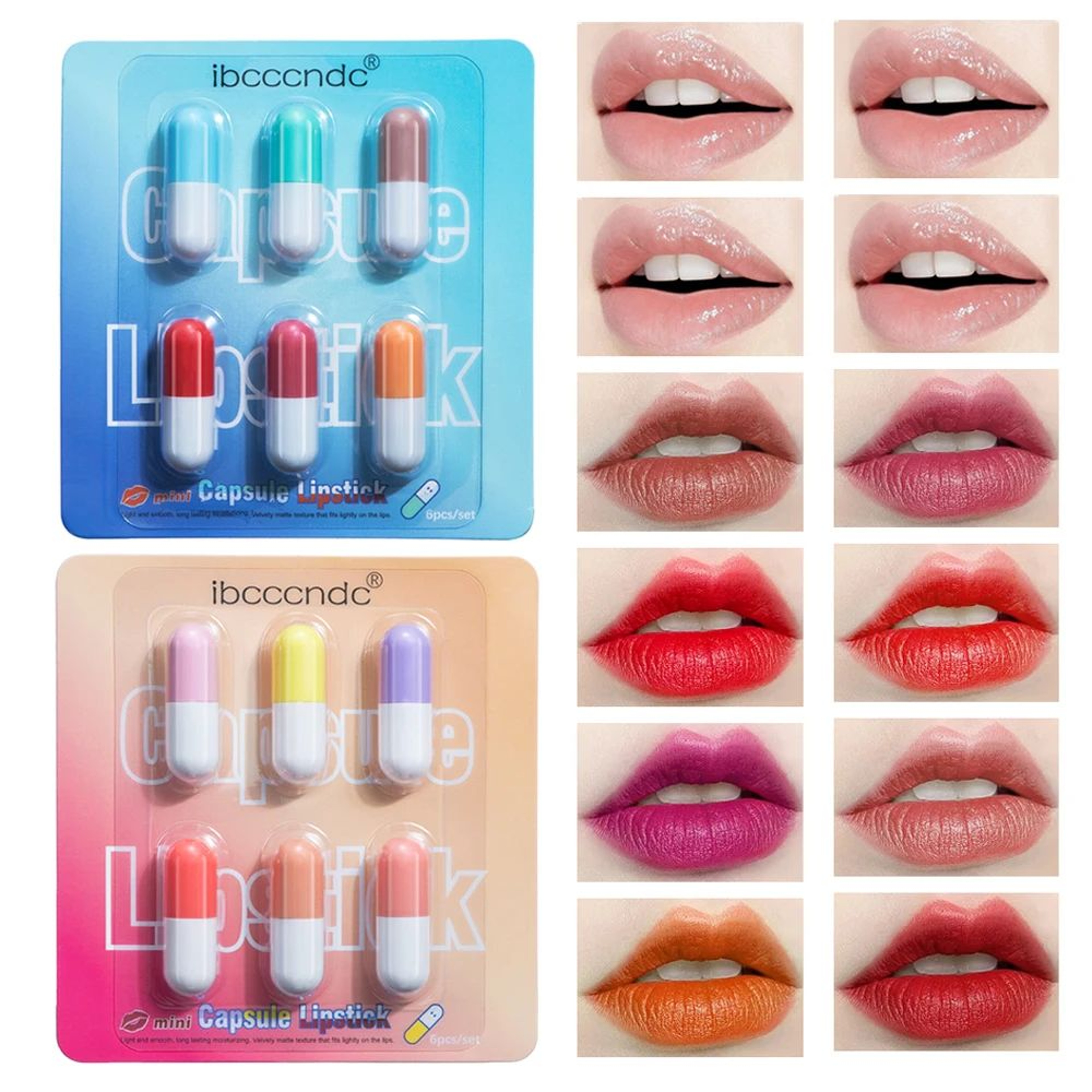 6PCS Mini Capsule Lipstick Set  Moisturizing Waterproof Lip Color Kit 0