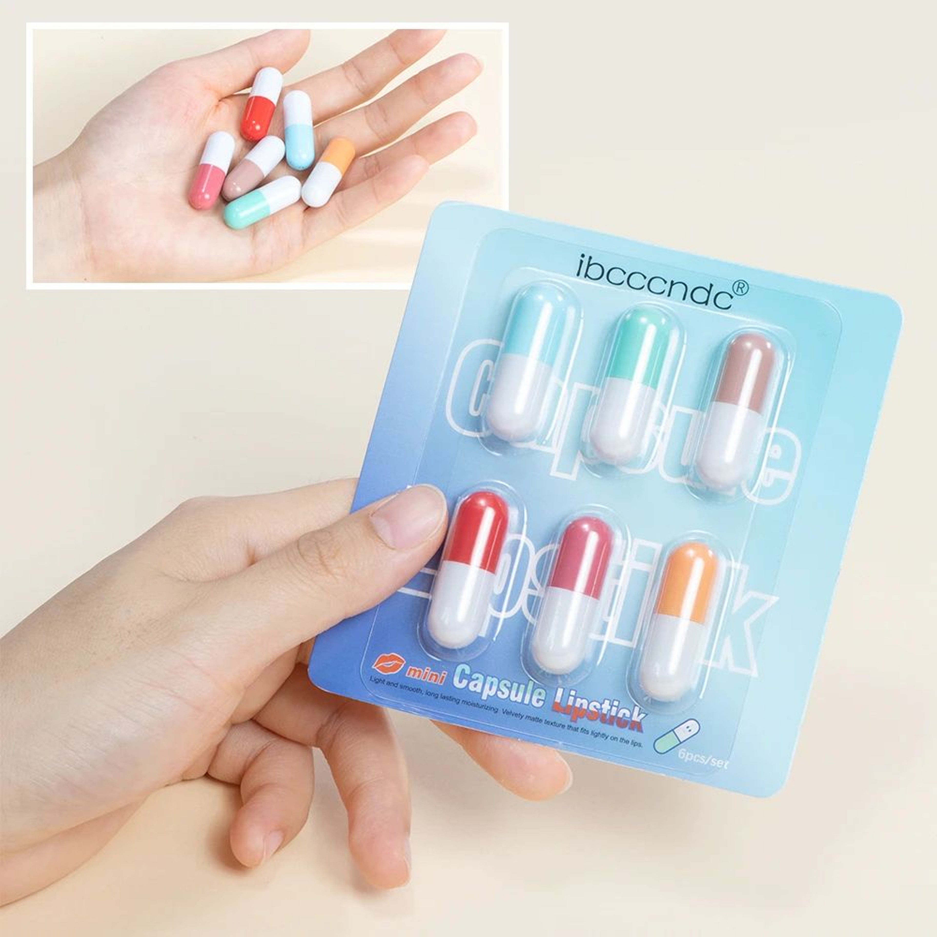 6PCS Mini Capsule Lipstick Set  Moisturizing Waterproof Lip Color Kit 3