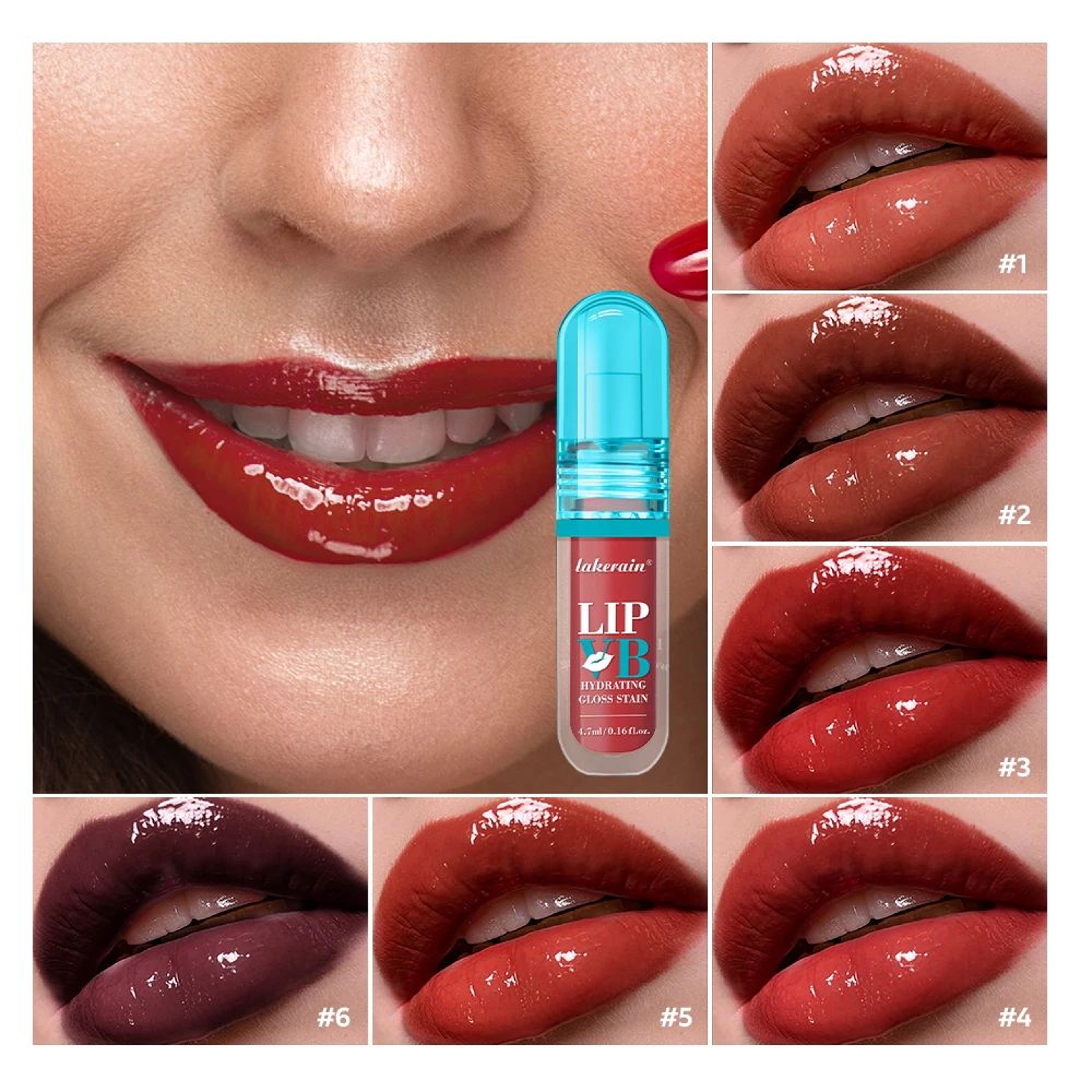 Hydrating Gloss Lip Stain 12HR Moisturizing Long Lasting Wet Shine Lip Tint 2