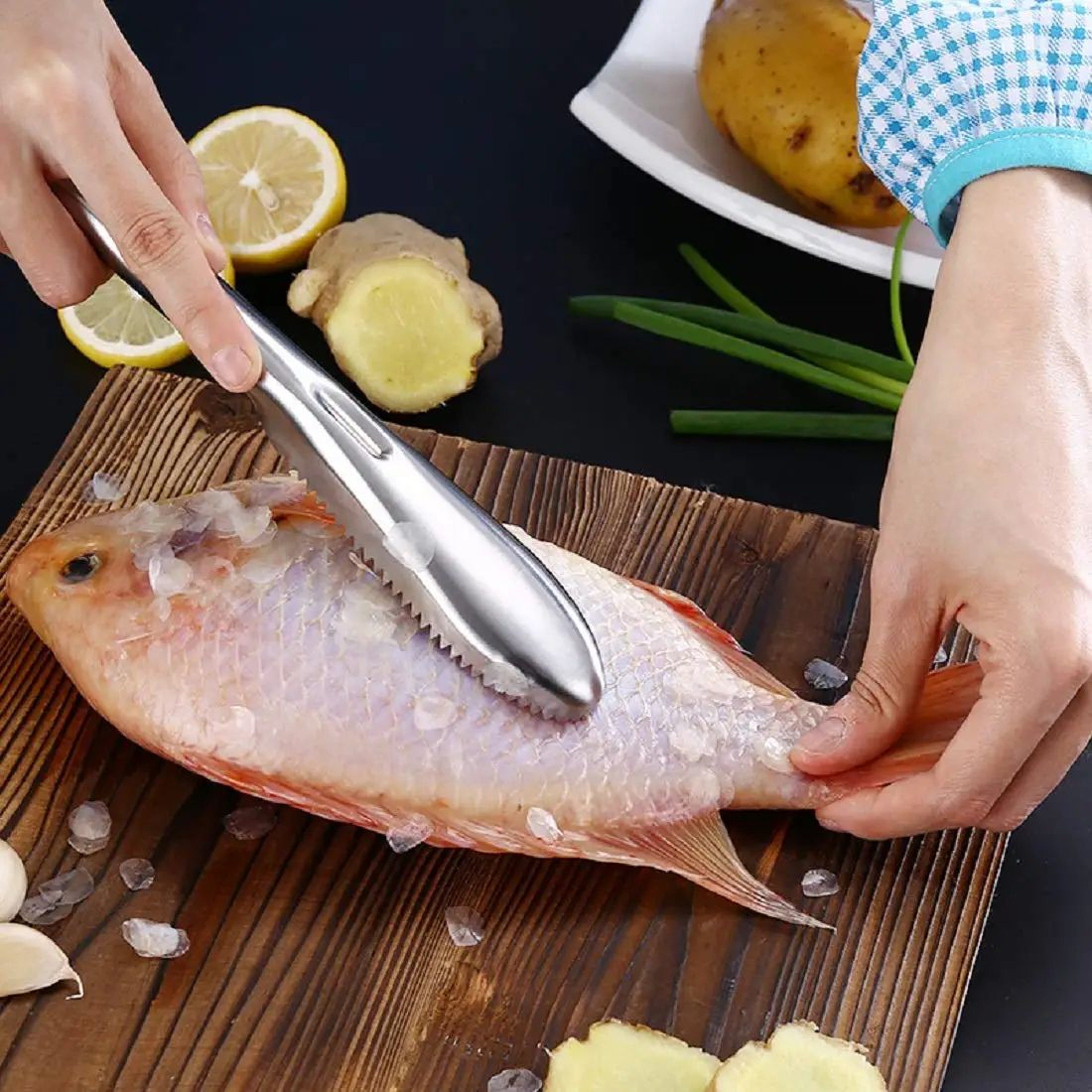 Stainless Steel Fish Scaler Remover  Fish Scale Scraper Cleaning Tool 1