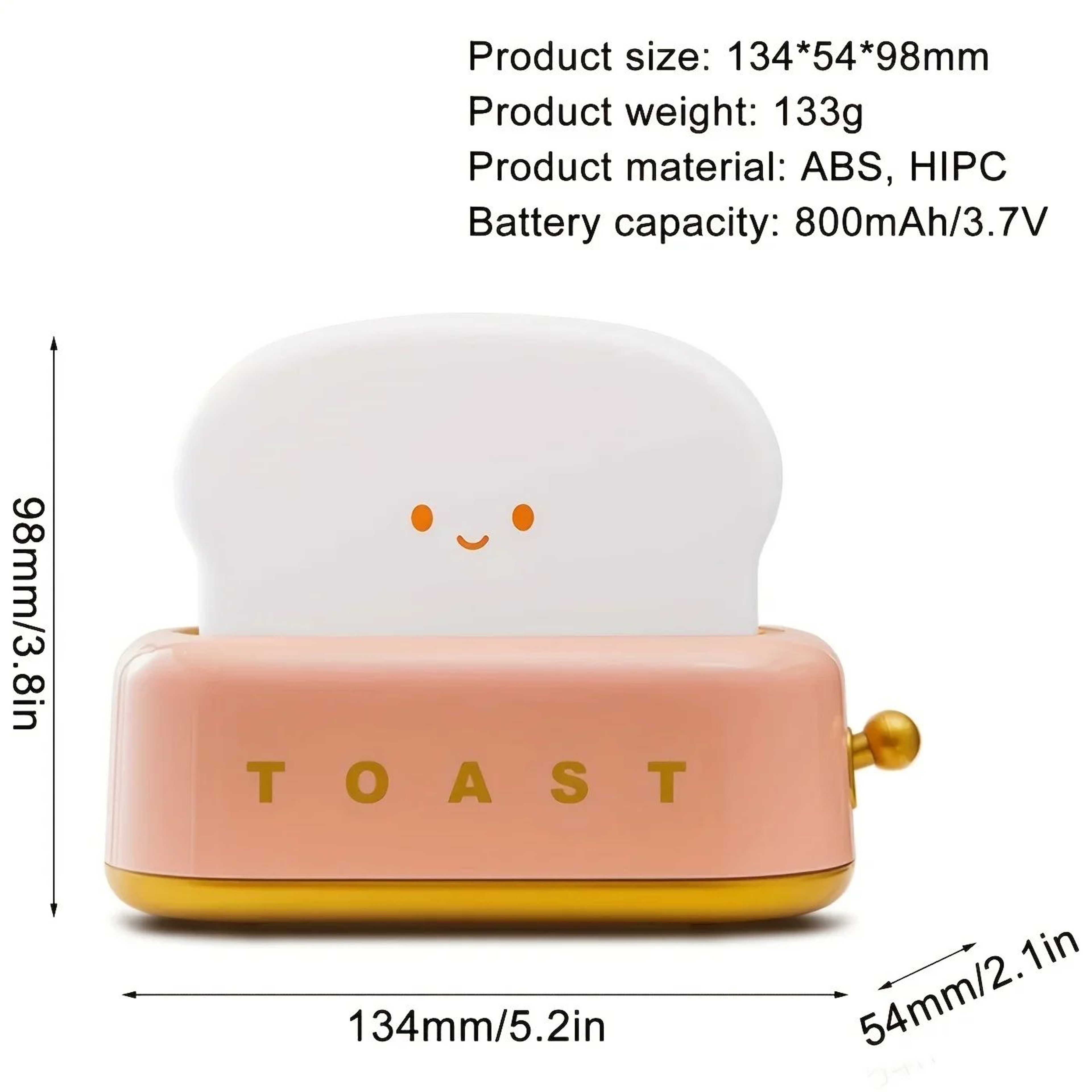 Rechargeable LED Toast Night Light Cute Bread Lamp for Bedroom Decor – view 6