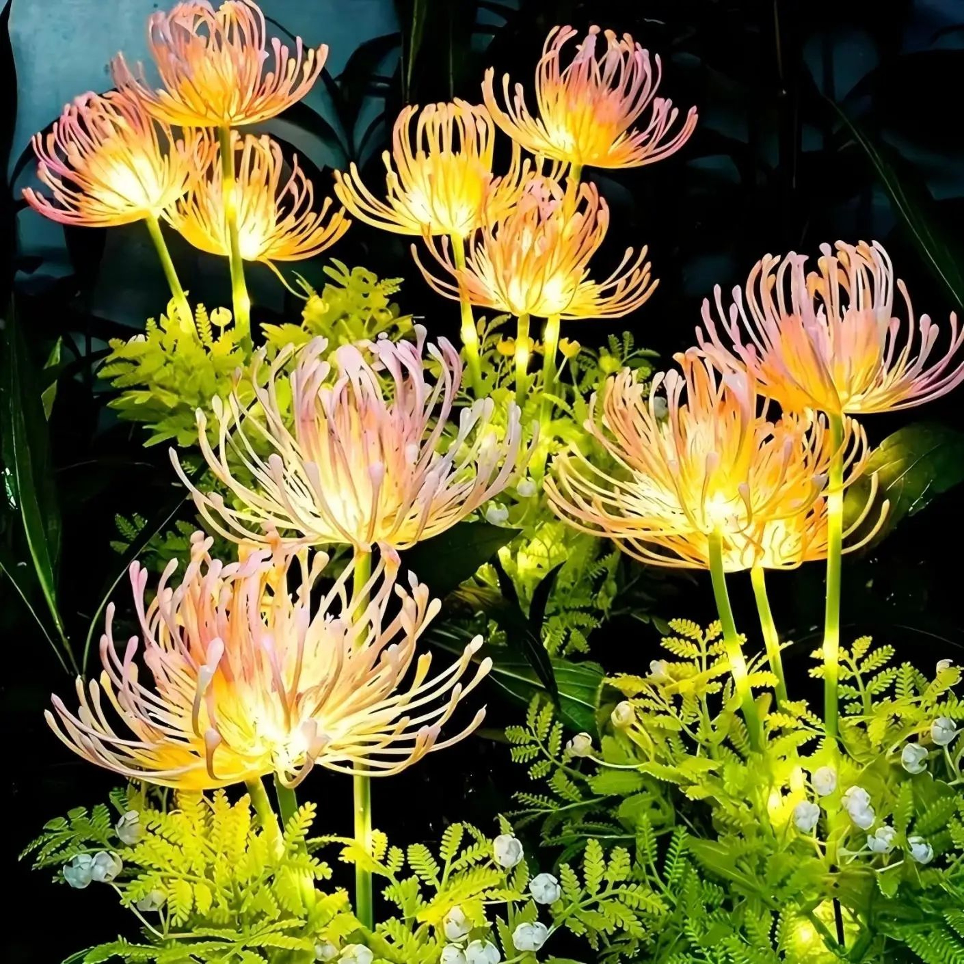Solar Powered Red Spider Lily Flower Lights For Outdoor Garden Decoration 0