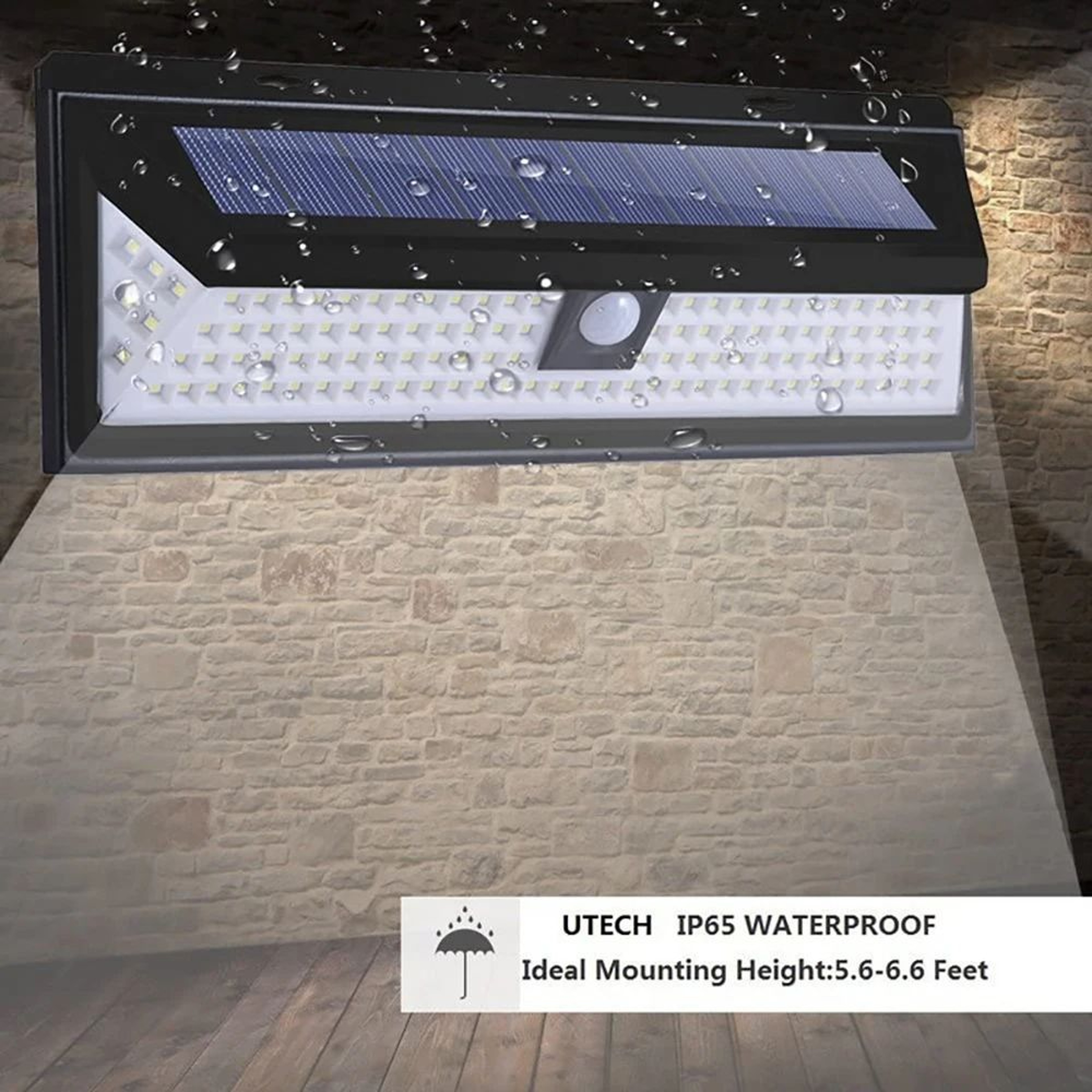 118 LED Solar Motion Sensor Wall Light With 4400mAh Battery For Outdoor Security 4