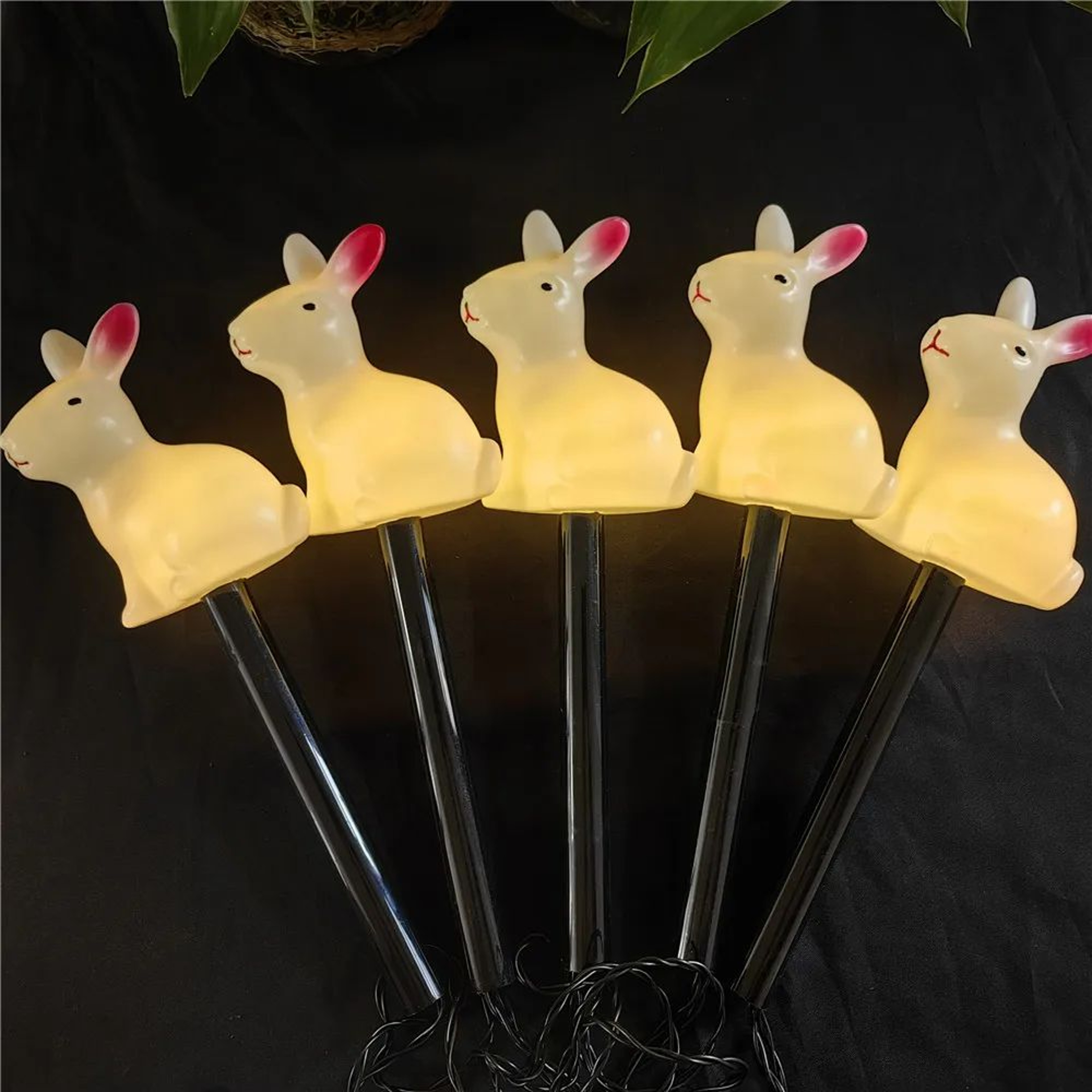 5Pack Solar Rabbit Garden Lights Outdoor LED Easter Bunny Pathway Decorations 0