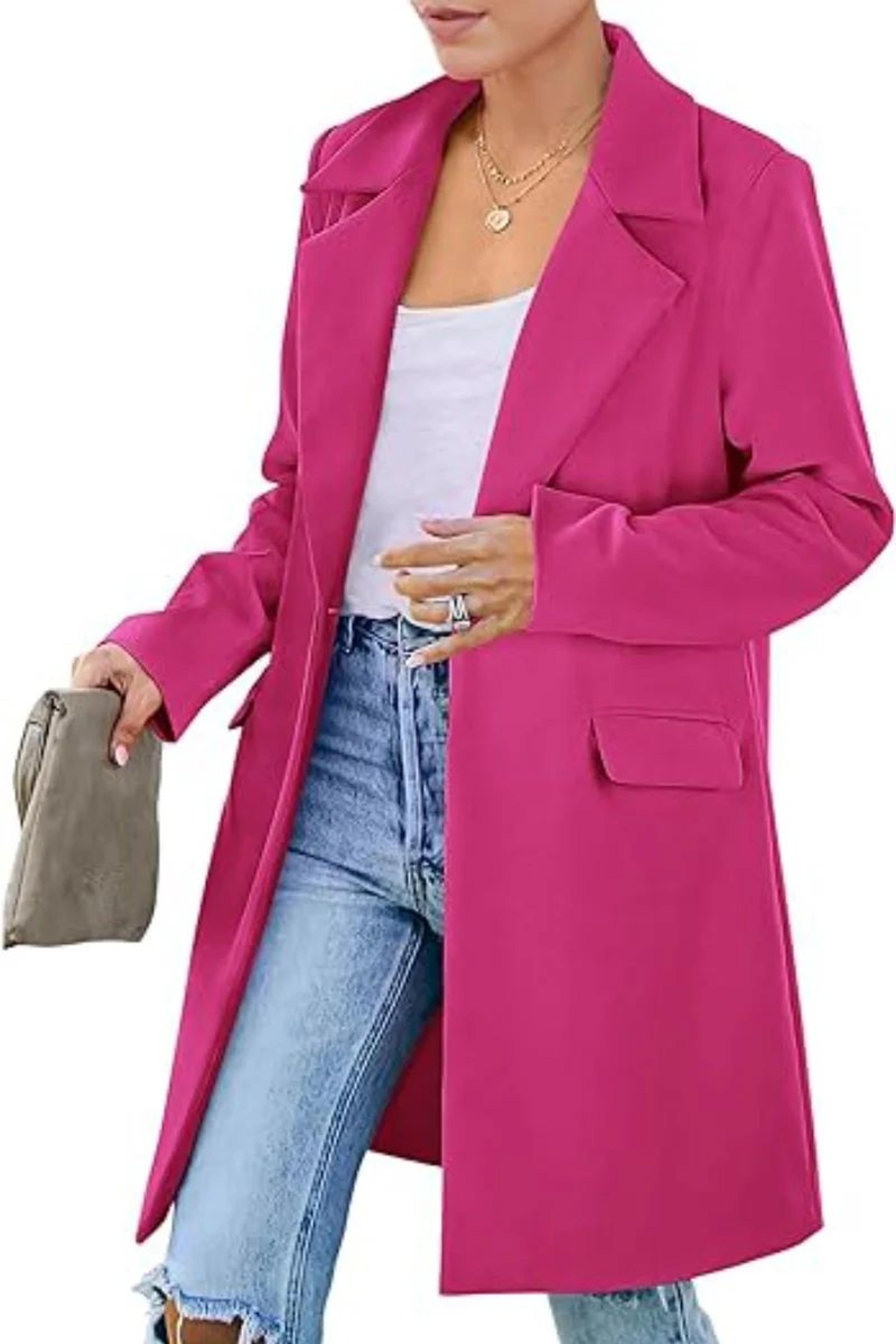 Womens Long Wool Blend Winter Coat With DoubleBreasted Front And TurnDown Collar 0