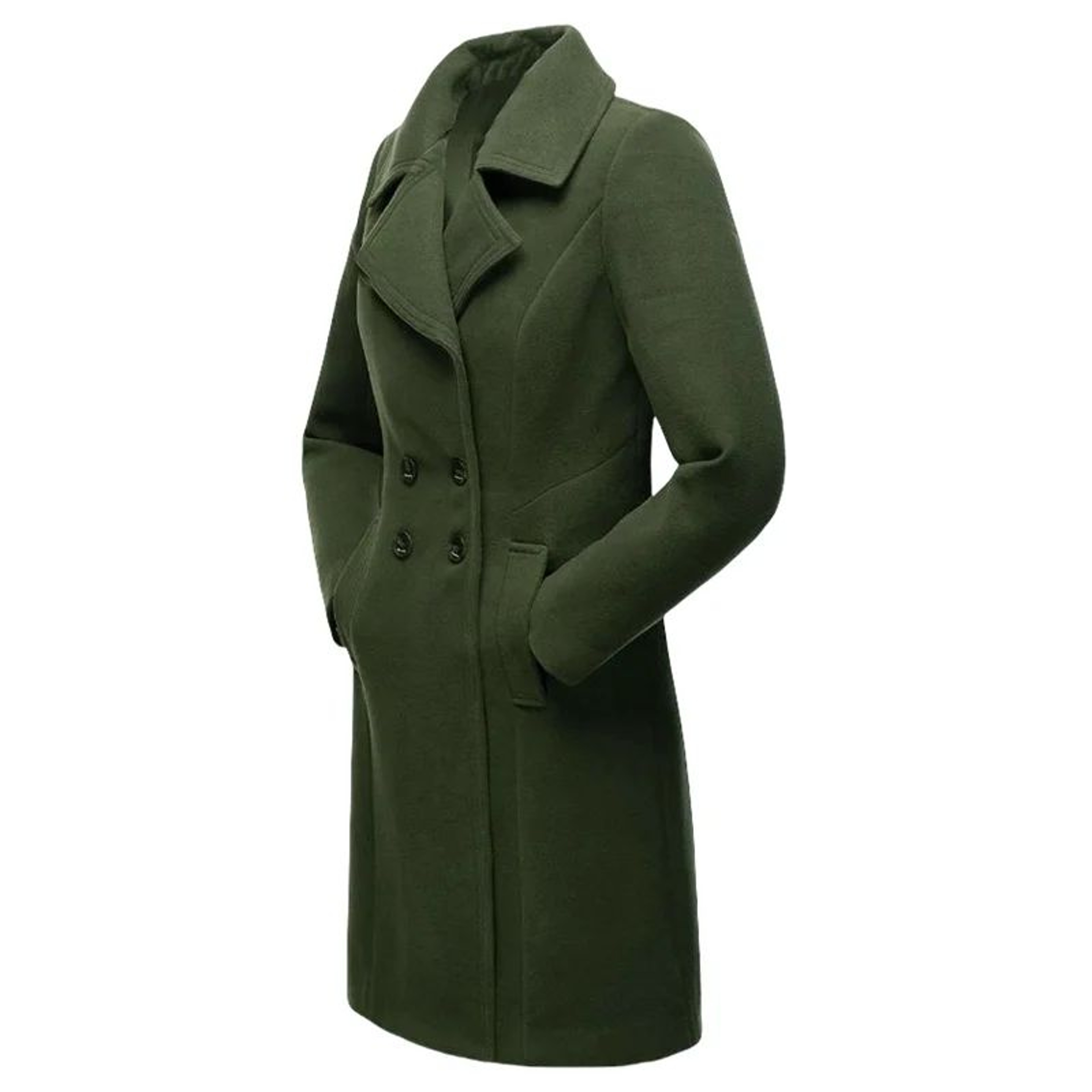 Womens Warm Wool Blend Winter Coat With DoubleBreasted Design And TurnDown Collar 7