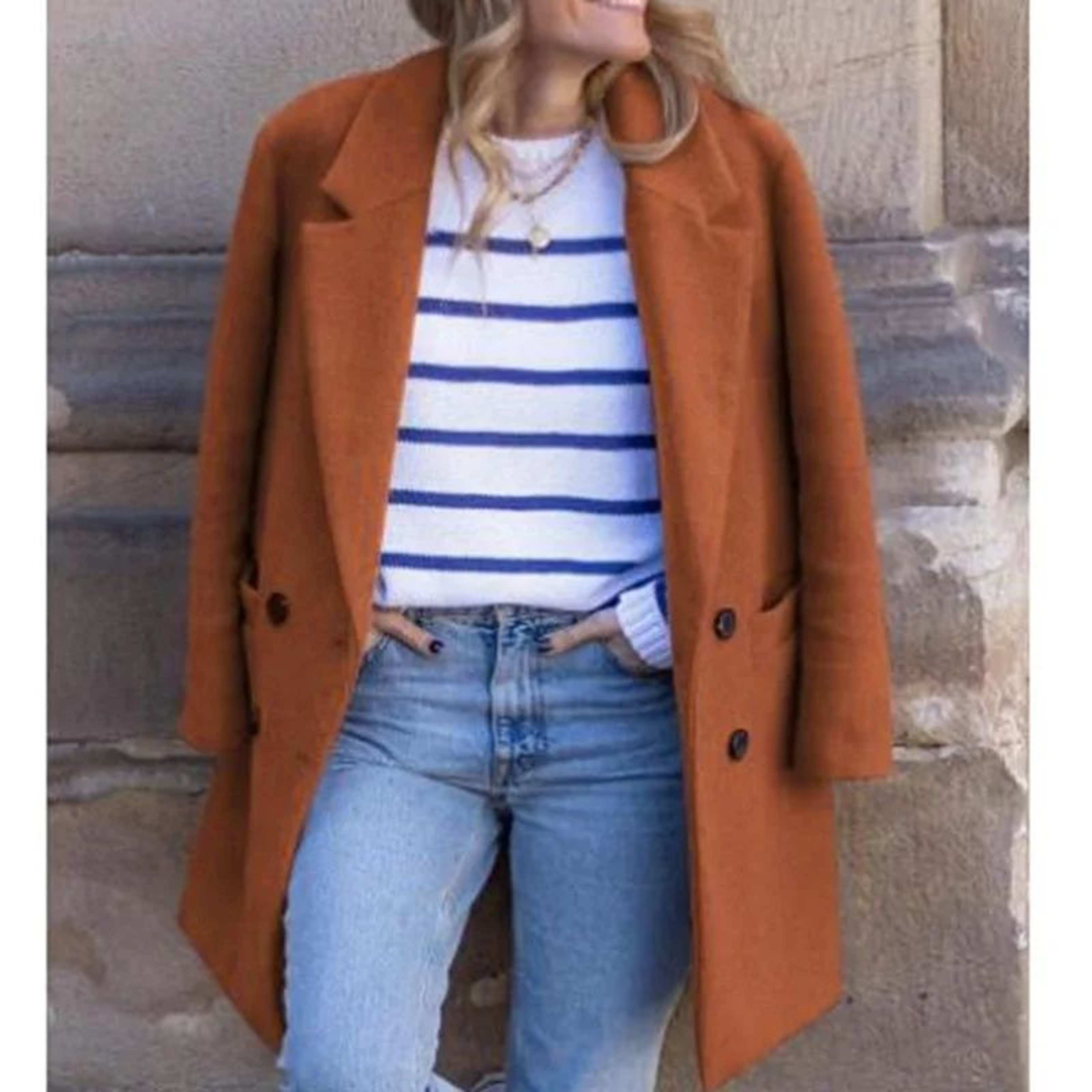 Womens Warm Wool Blend Double Breasted Winter Coat With TurnDown Collar 5