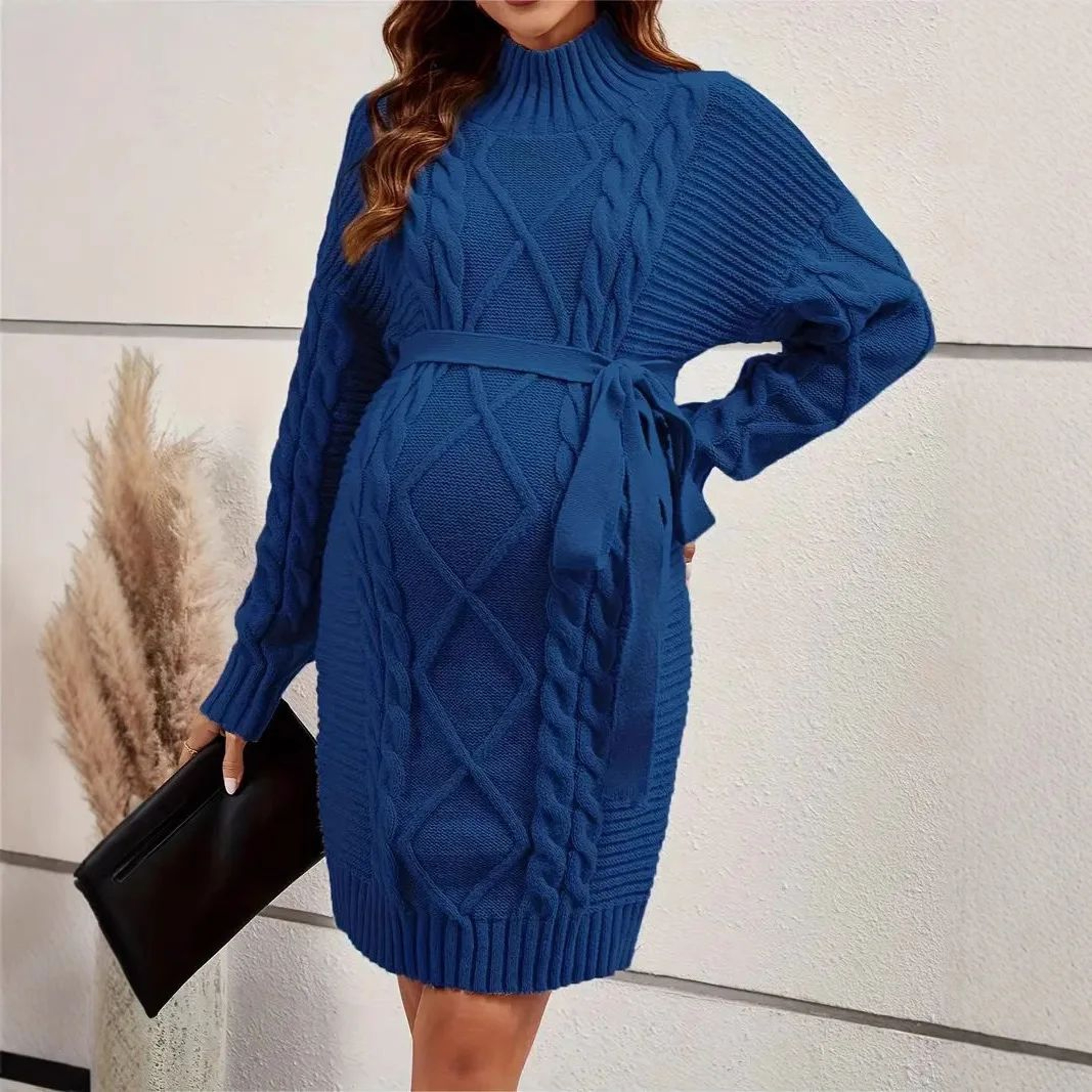 Womens Turtleneck Knitted Maternity Sweater Dress For Autumn And Winter 3