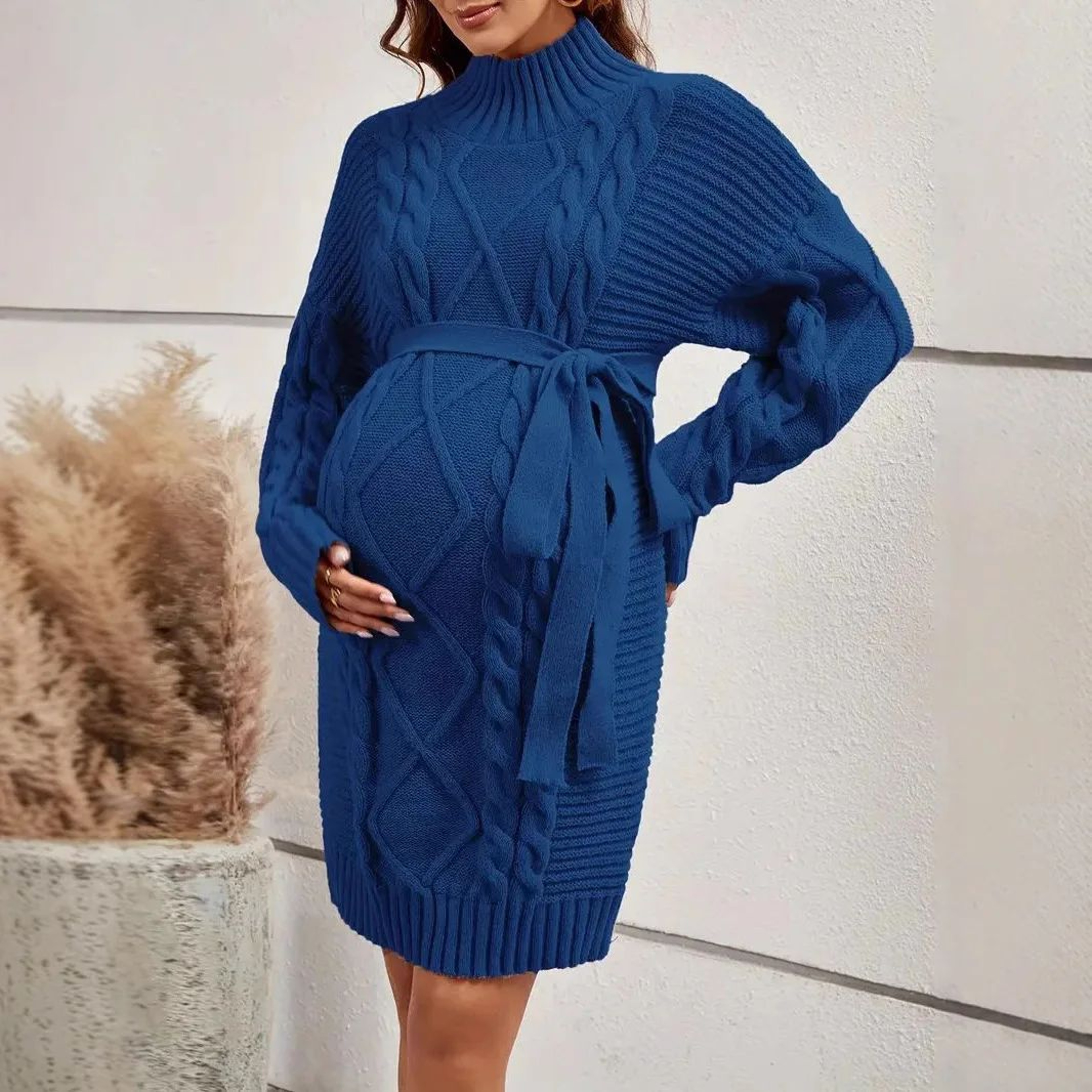 Womens Turtleneck Knitted Maternity Sweater Dress For Autumn And Winter 4