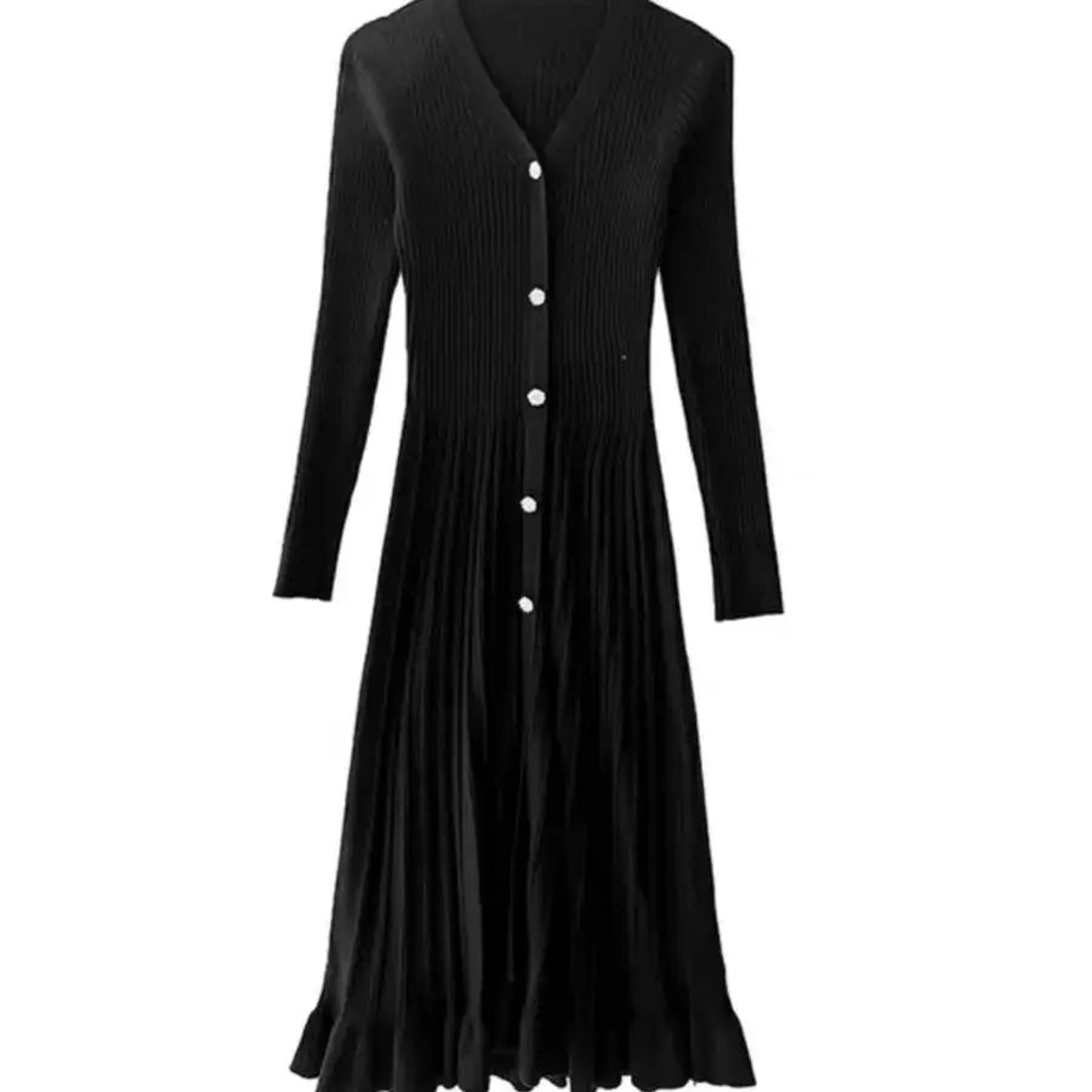 VNeck Knitted Maternity Maxi Dress With Button Front And Fishtail Hem 1