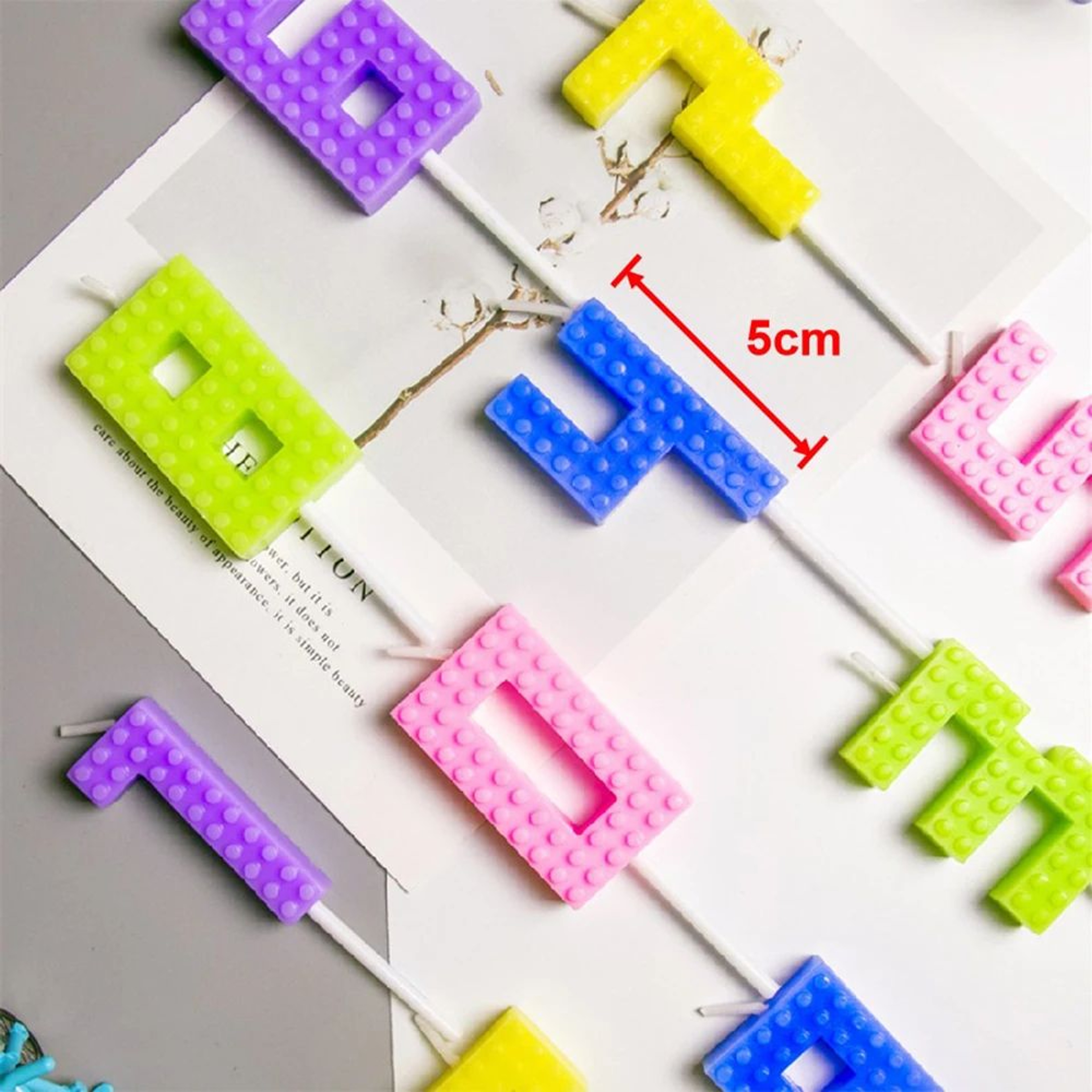 Colorful Pixel Block Number Birthday Candle 09 For Cakes And Cupcakes 0
