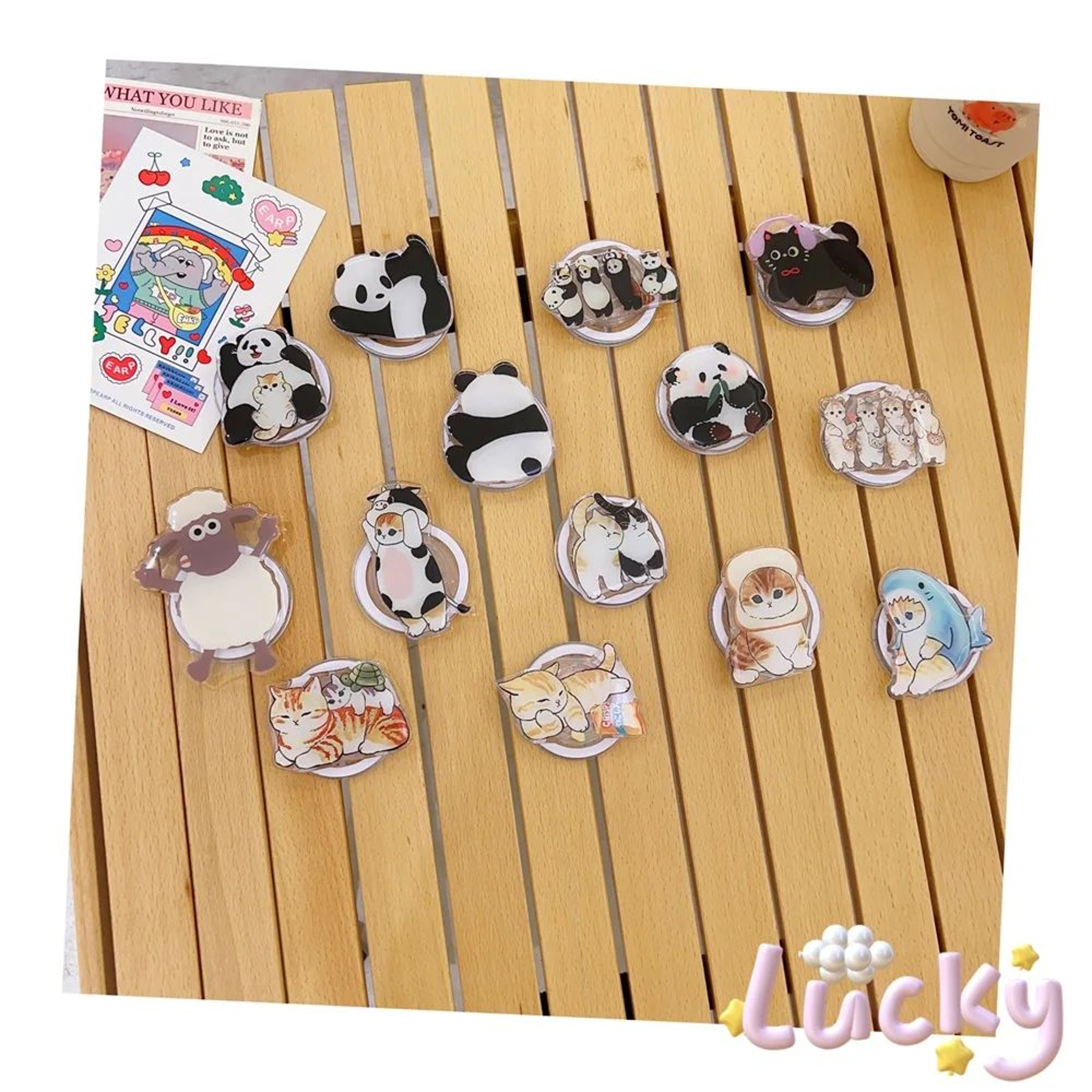 Cute Korean Cartoon Magnetic MagSafe Phone Grip And Foldable Stand 5