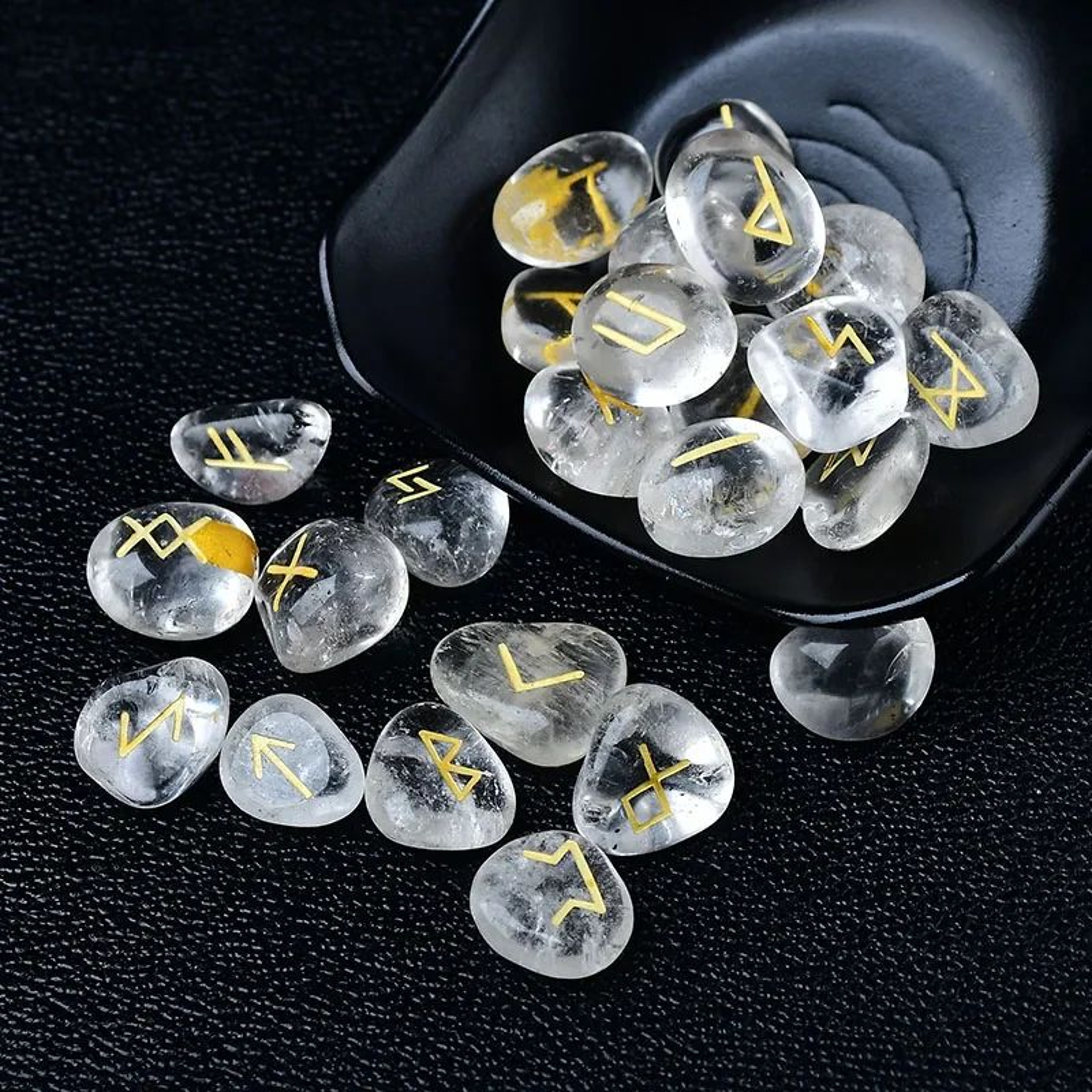 25PCS Natural Amethyst Crystal Rune Stones For Divination And Meditation 6