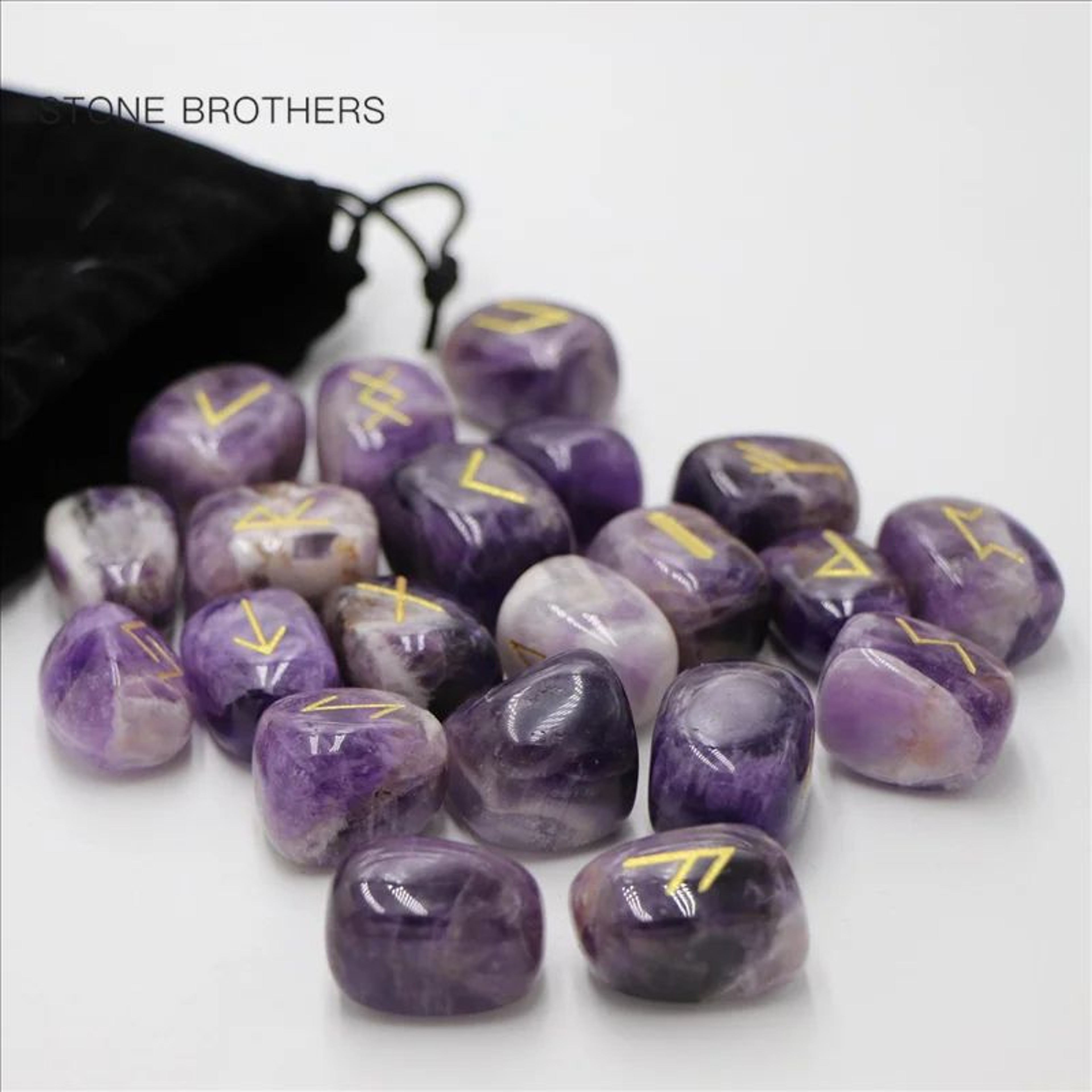 25PCS Natural Amethyst Crystal Rune Stones For Divination And Meditation 7