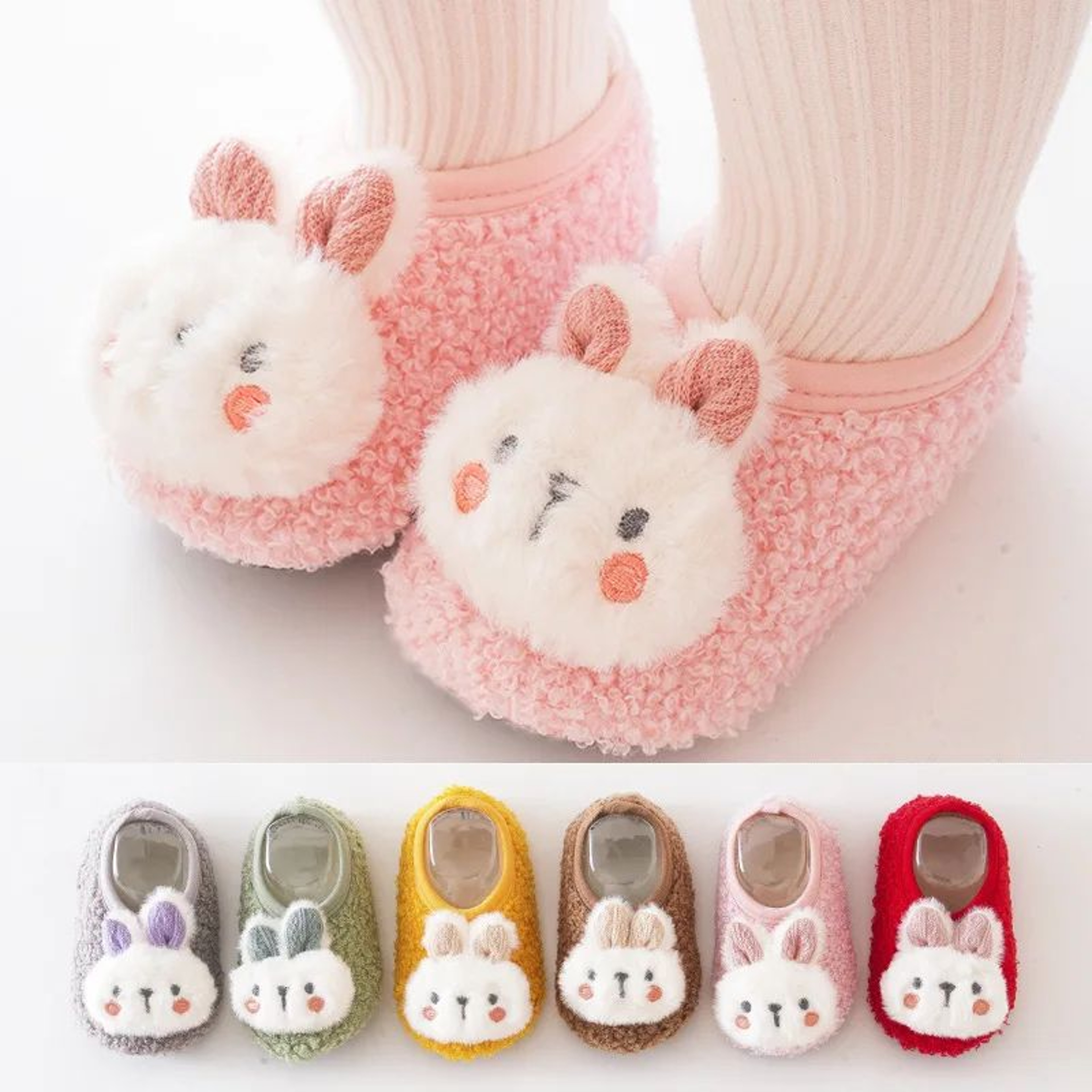Cute Rabbit Plush Baby Slippers Soft NonSlip Toddler Indoor Shoes 0