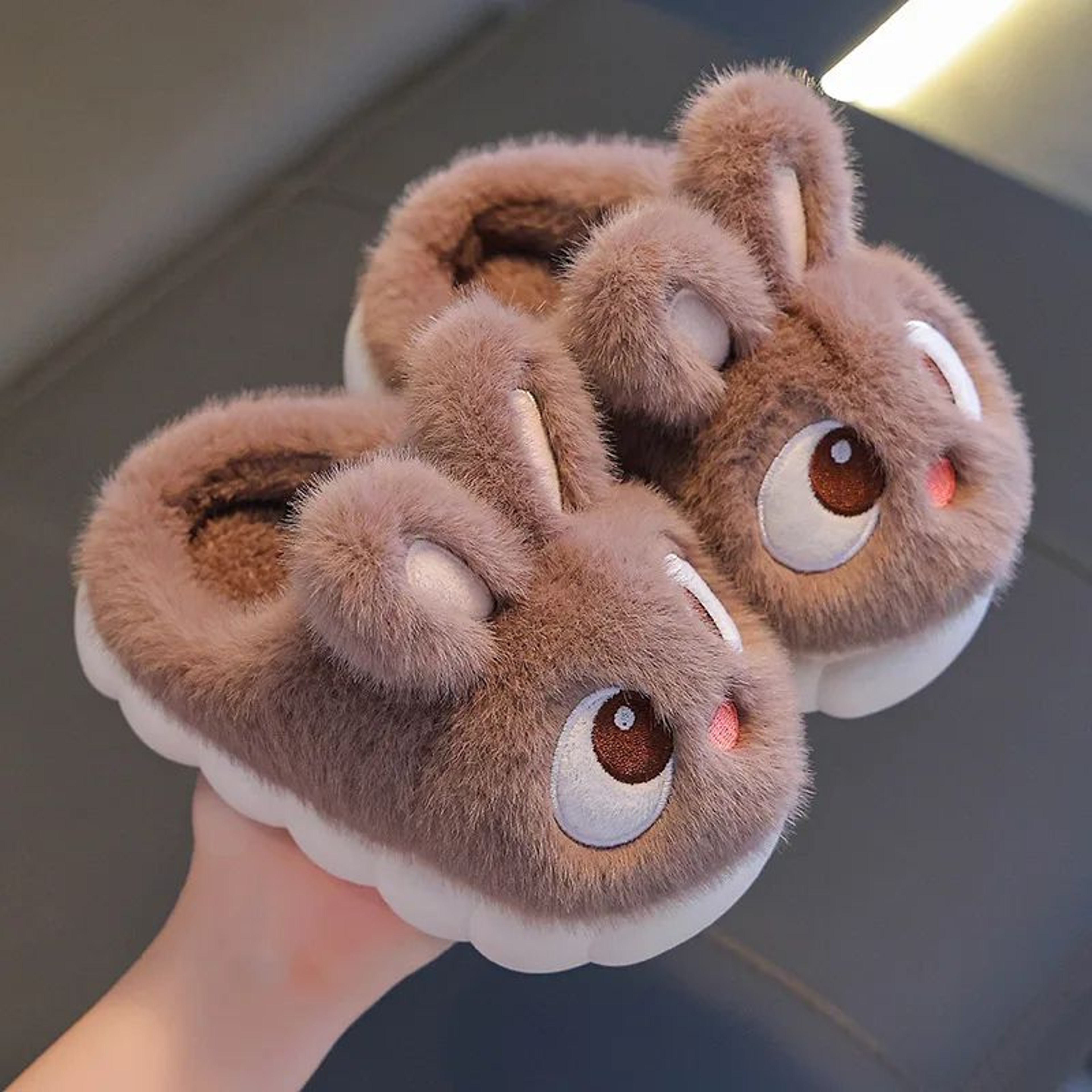 Cute Rabbit Plush Winter Slippers For Kids  Warm Fluffy Indoor House Shoes 6