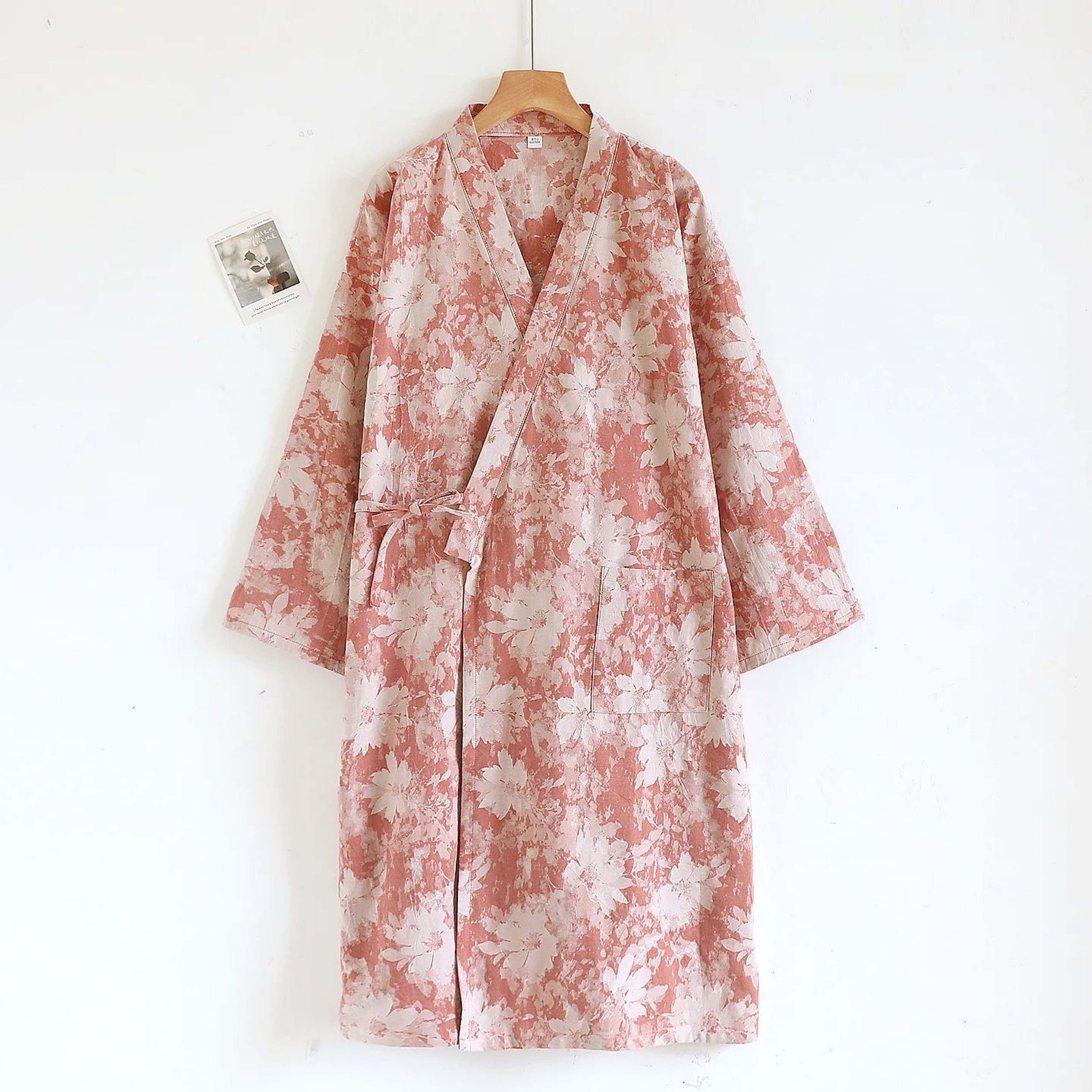 Womens Cotton Jacquard Kimono Robe  Breathable Lightweight Lounge Cardigan 6