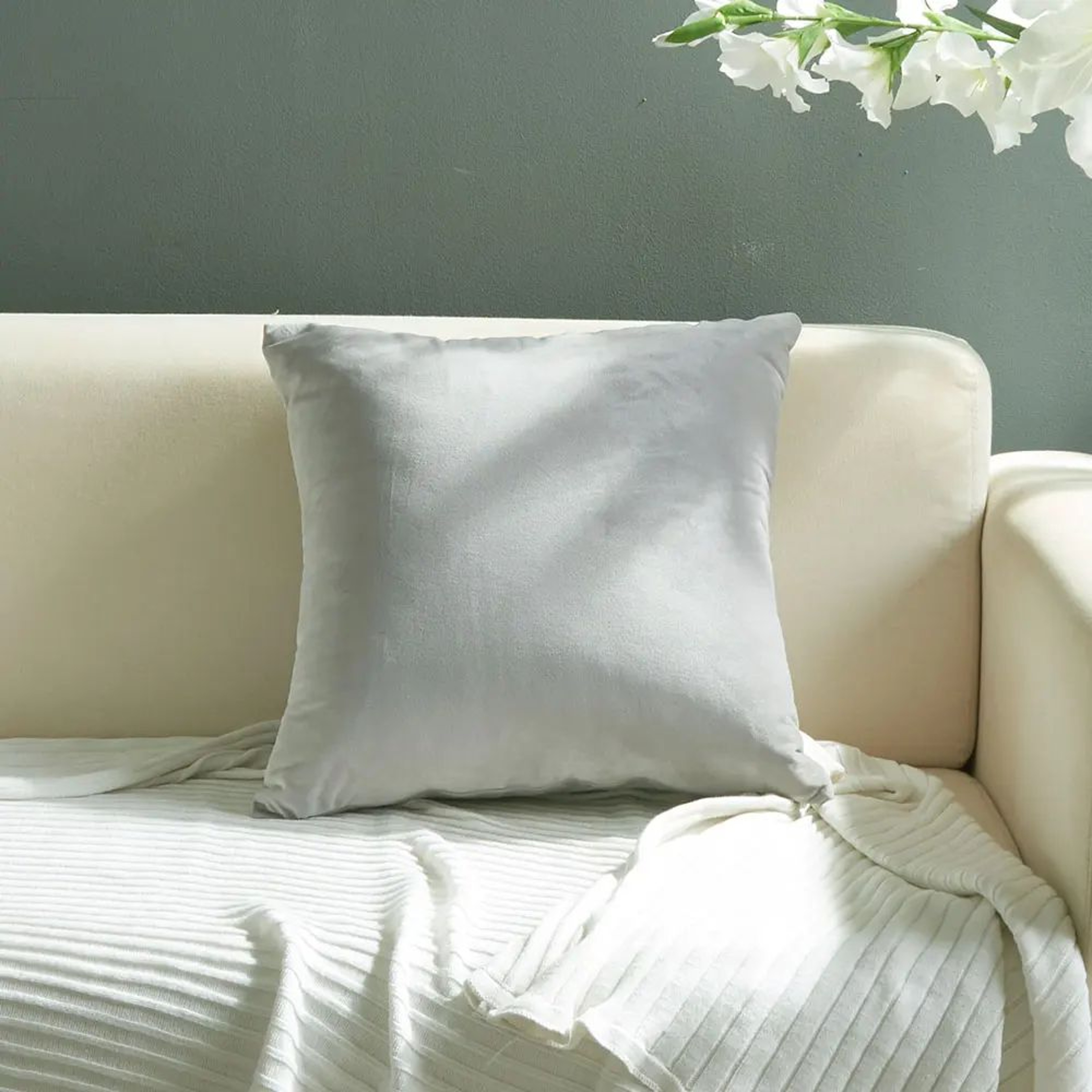 Soft Gray Velvet Cushion Cover For Sofa And Living Room Decor 5