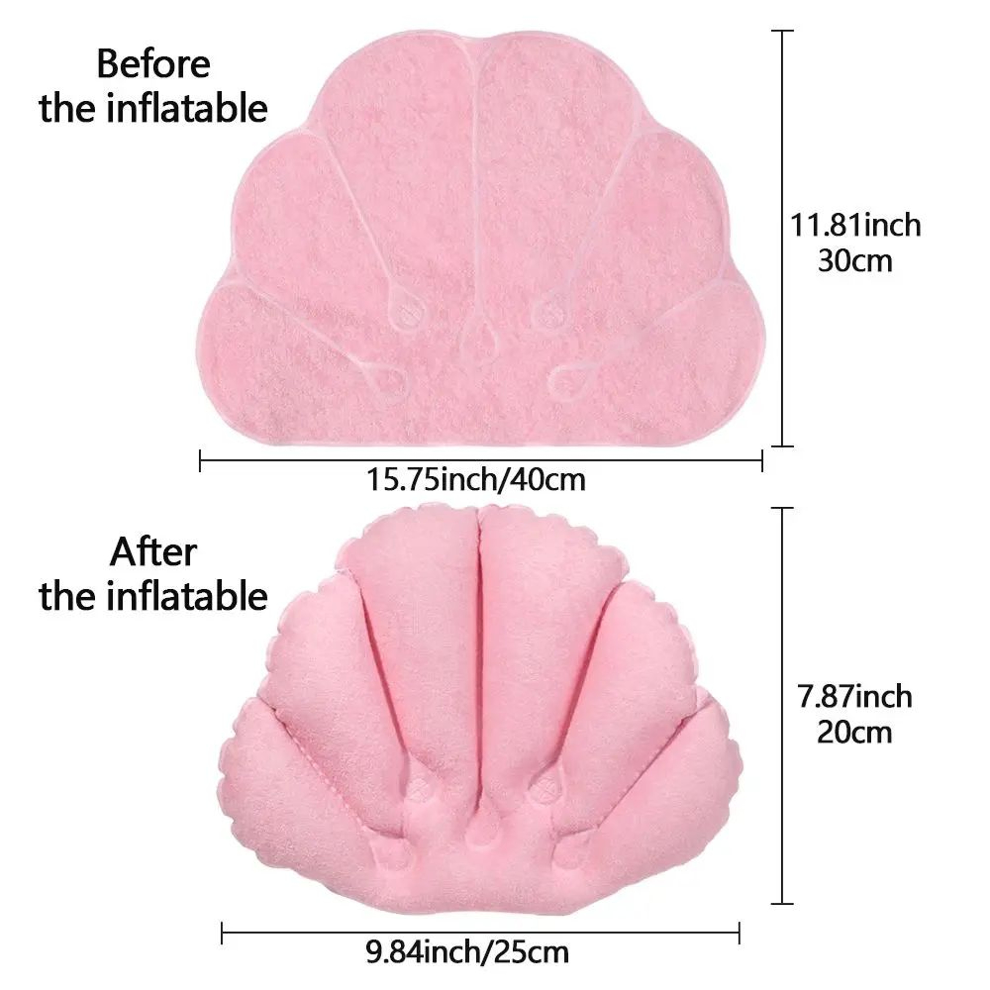 Inflatable Spa Bath Pillow With Suction Cups And Soft Terry Cloth Neck Support 2