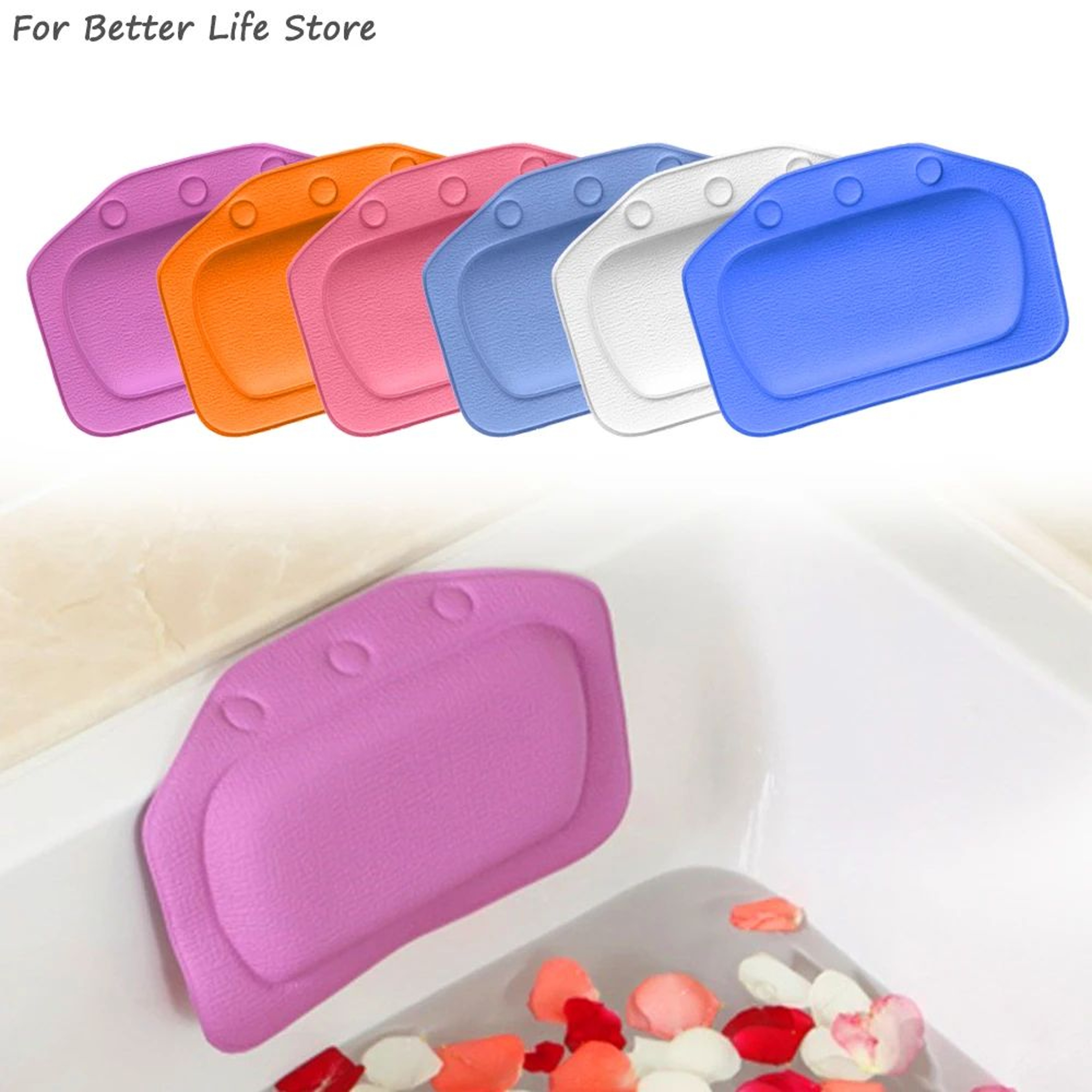 Soft Spa Bath Pillow With Suction Cups For Neck And Head Support 0