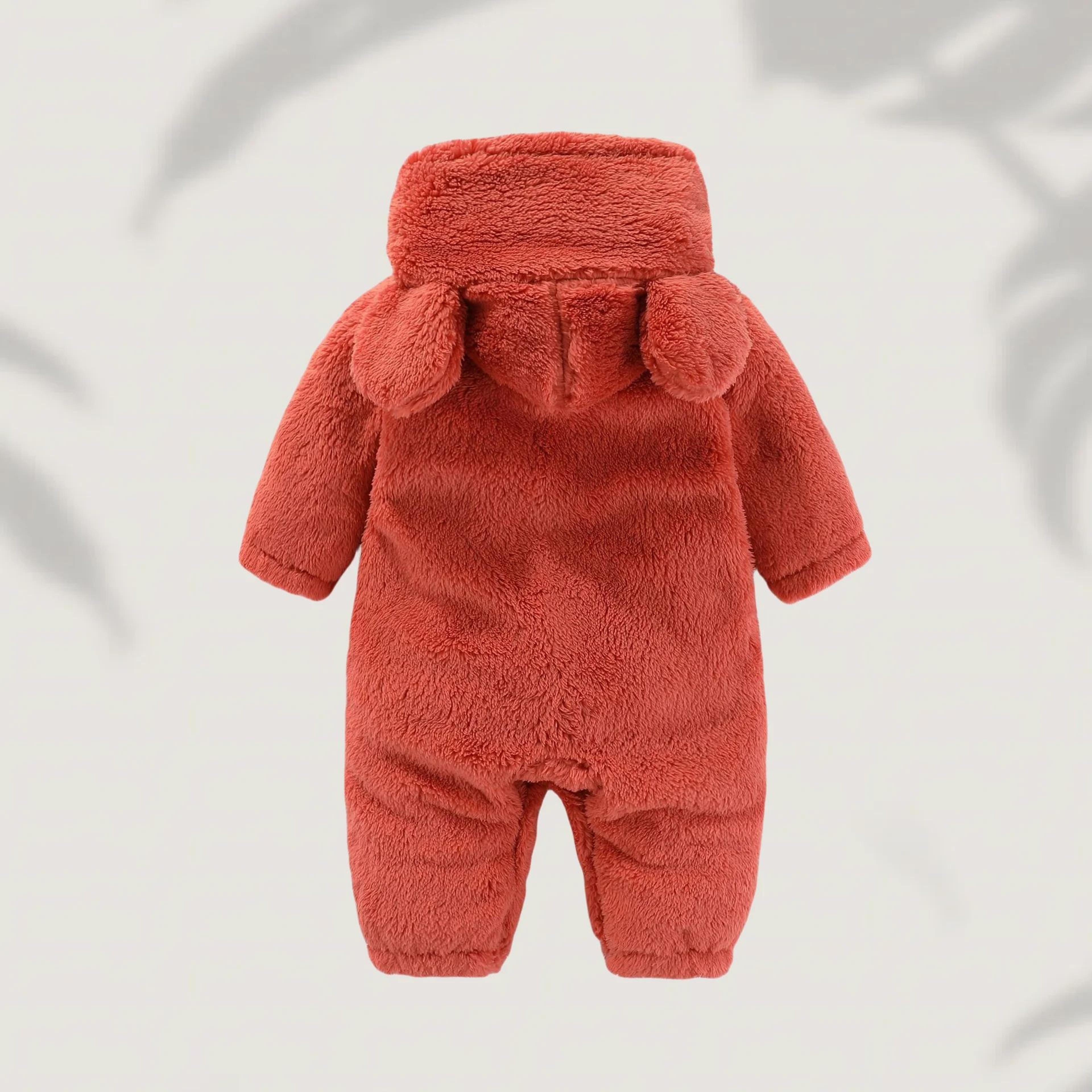 Cozy Fleece Bear Ear Baby Romper  Warm Hooded Winter Jumpsuit For Newborn Boys And Girls 1