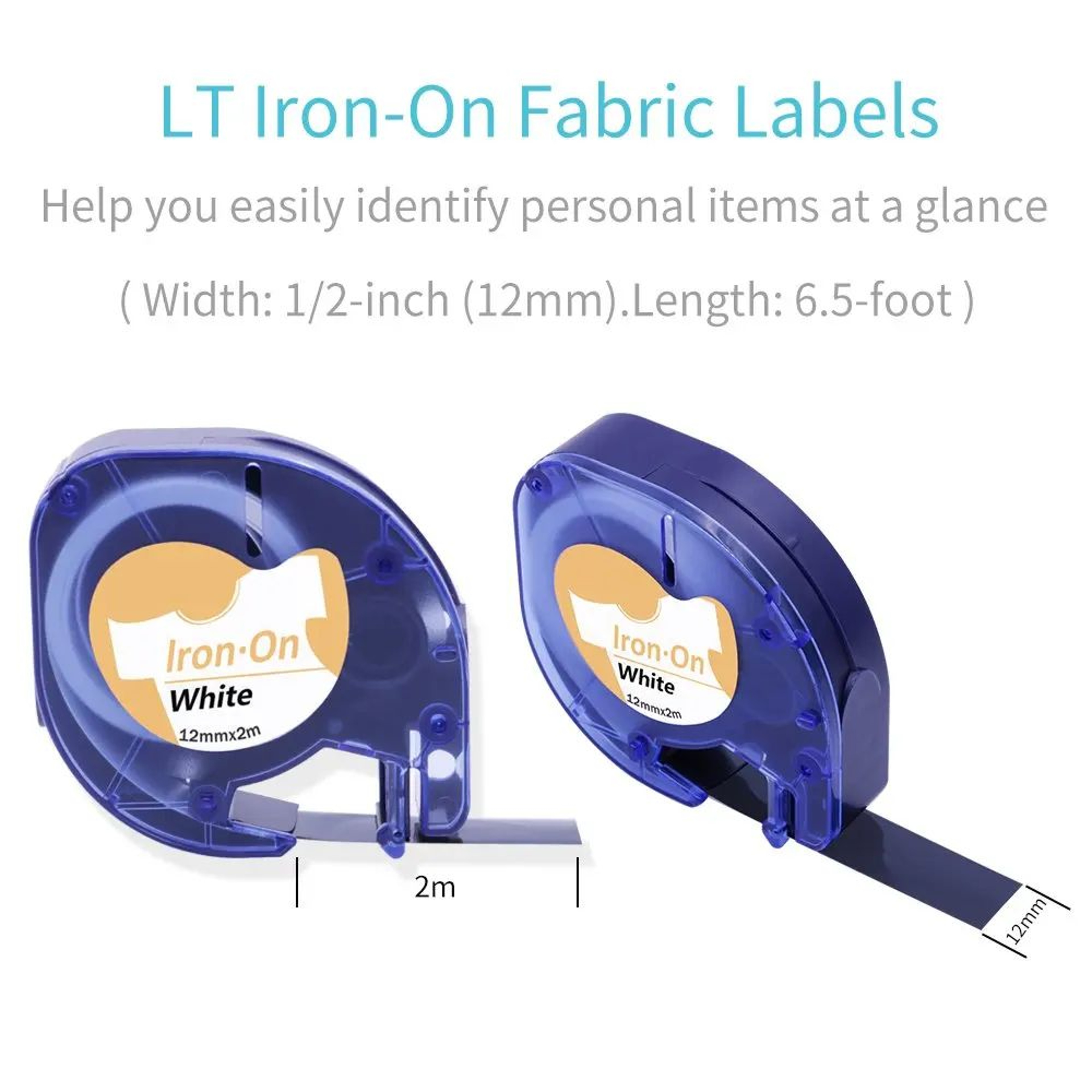 3Pack IronOn Fabric Label Tape Compatible With DYMO LetraTag 12mm Black On White 4